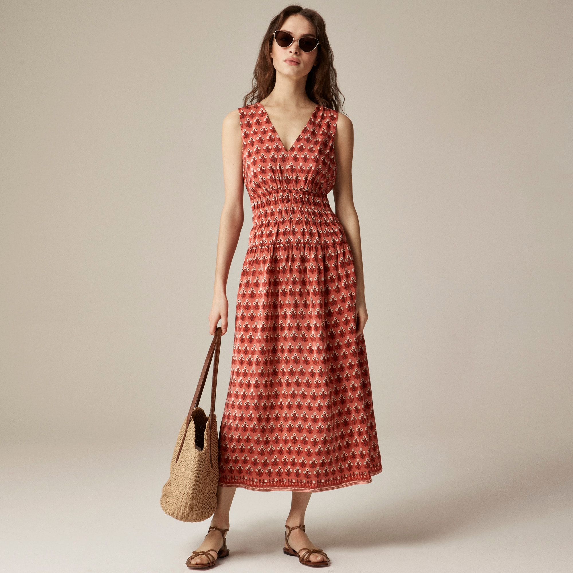 womens Hyacinth dress in block-print crepe de chine