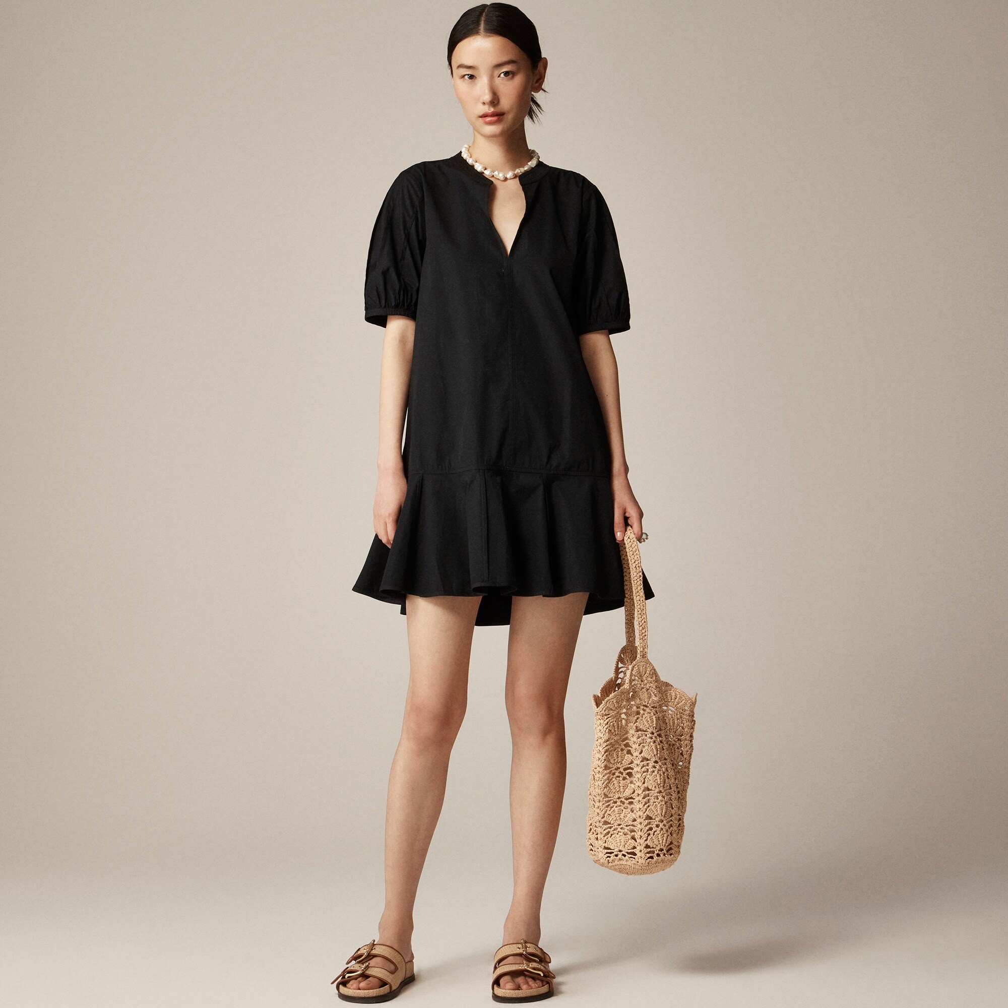 Tall Delilah dress in cotton poplin
