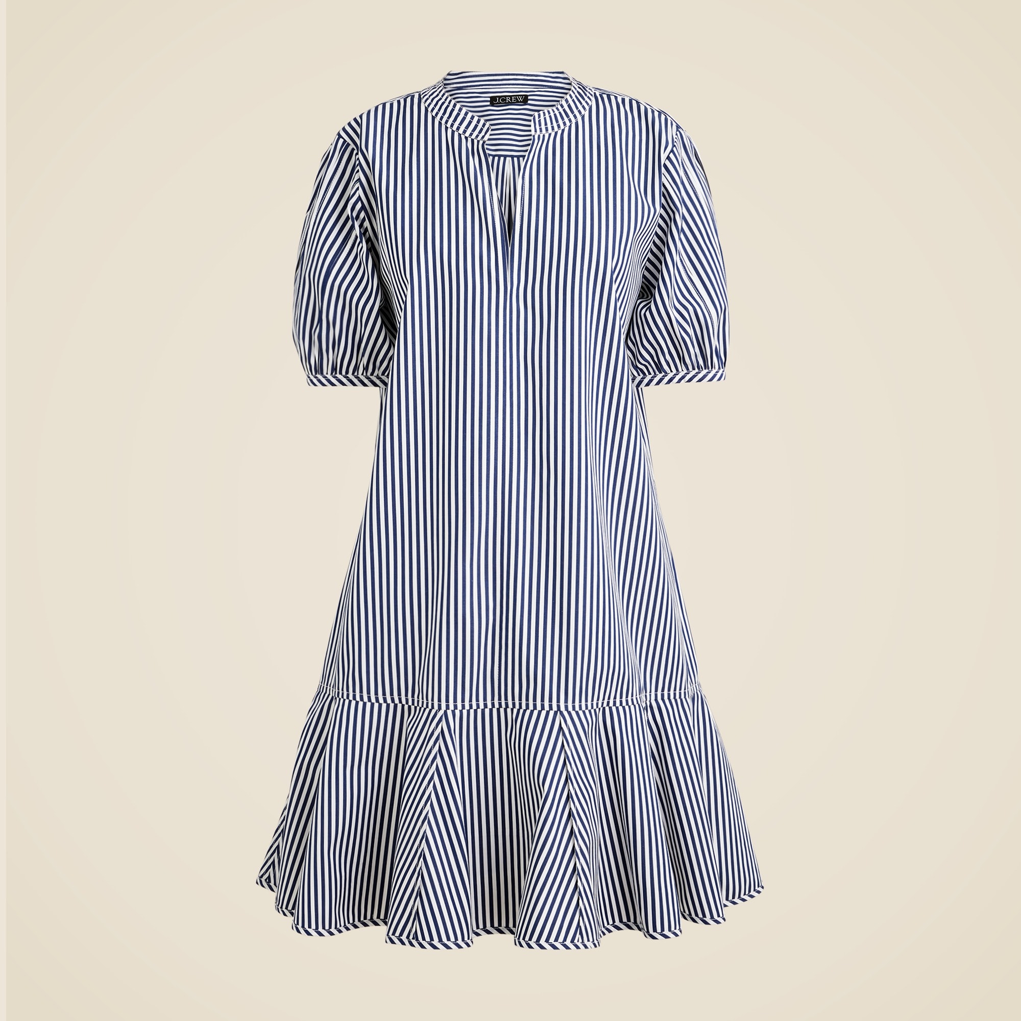  Petite Delilah dress in striped cotton poplin