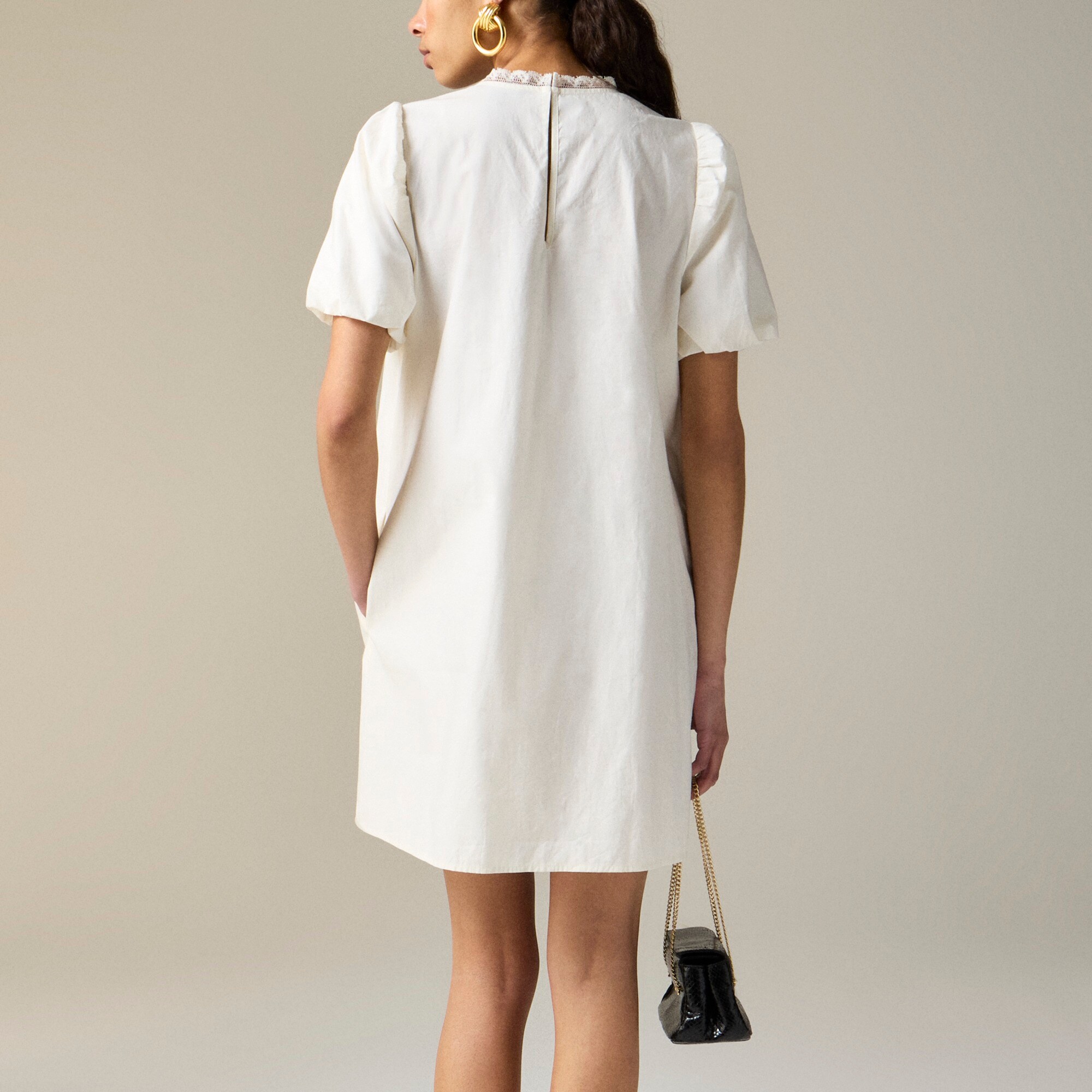 Lace-trim pintuck dress