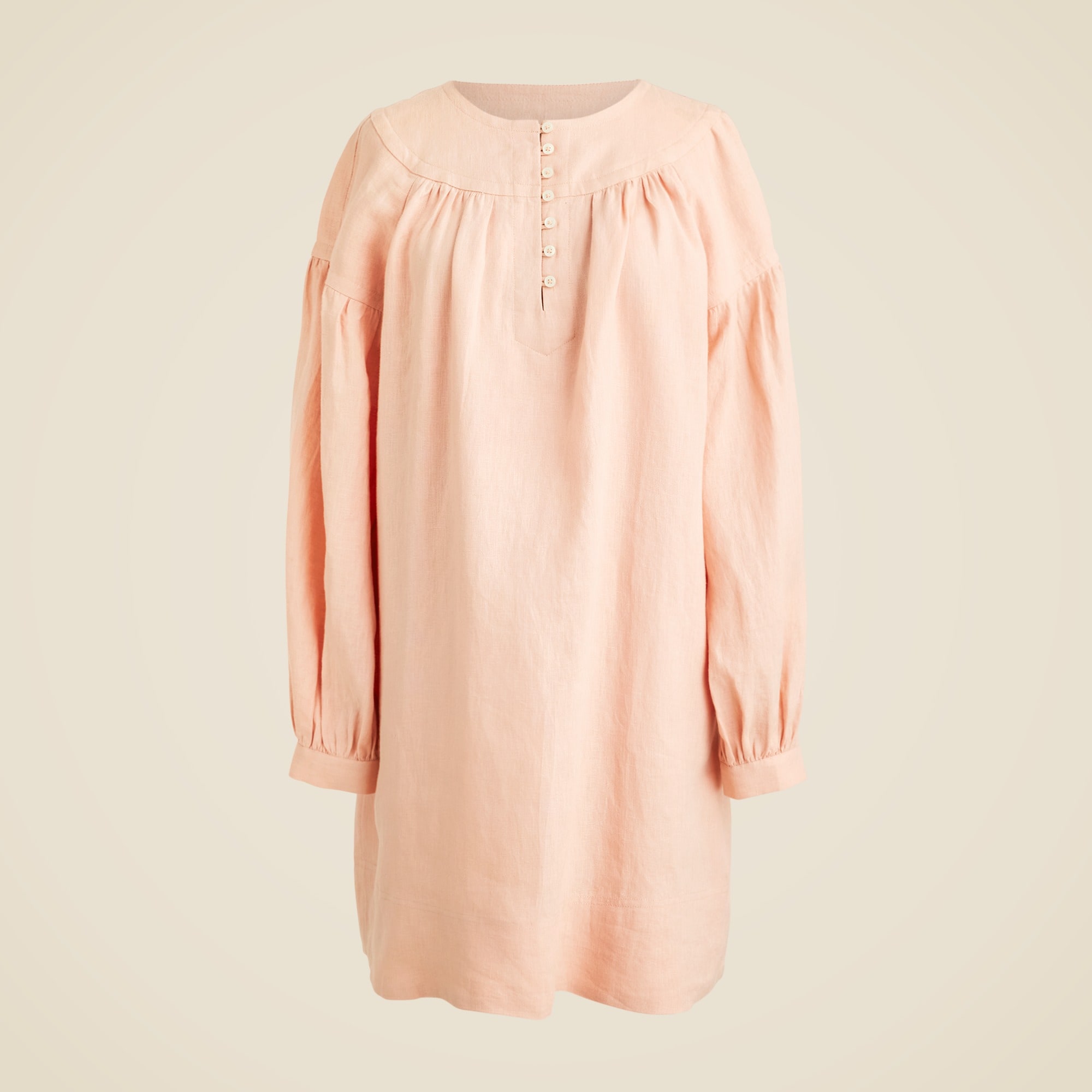 womens Gathered popover dress in linen