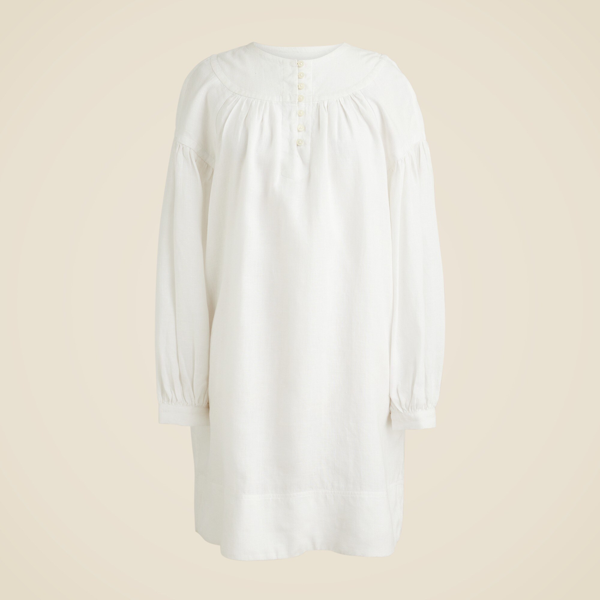 Gathered popover dress in linen
