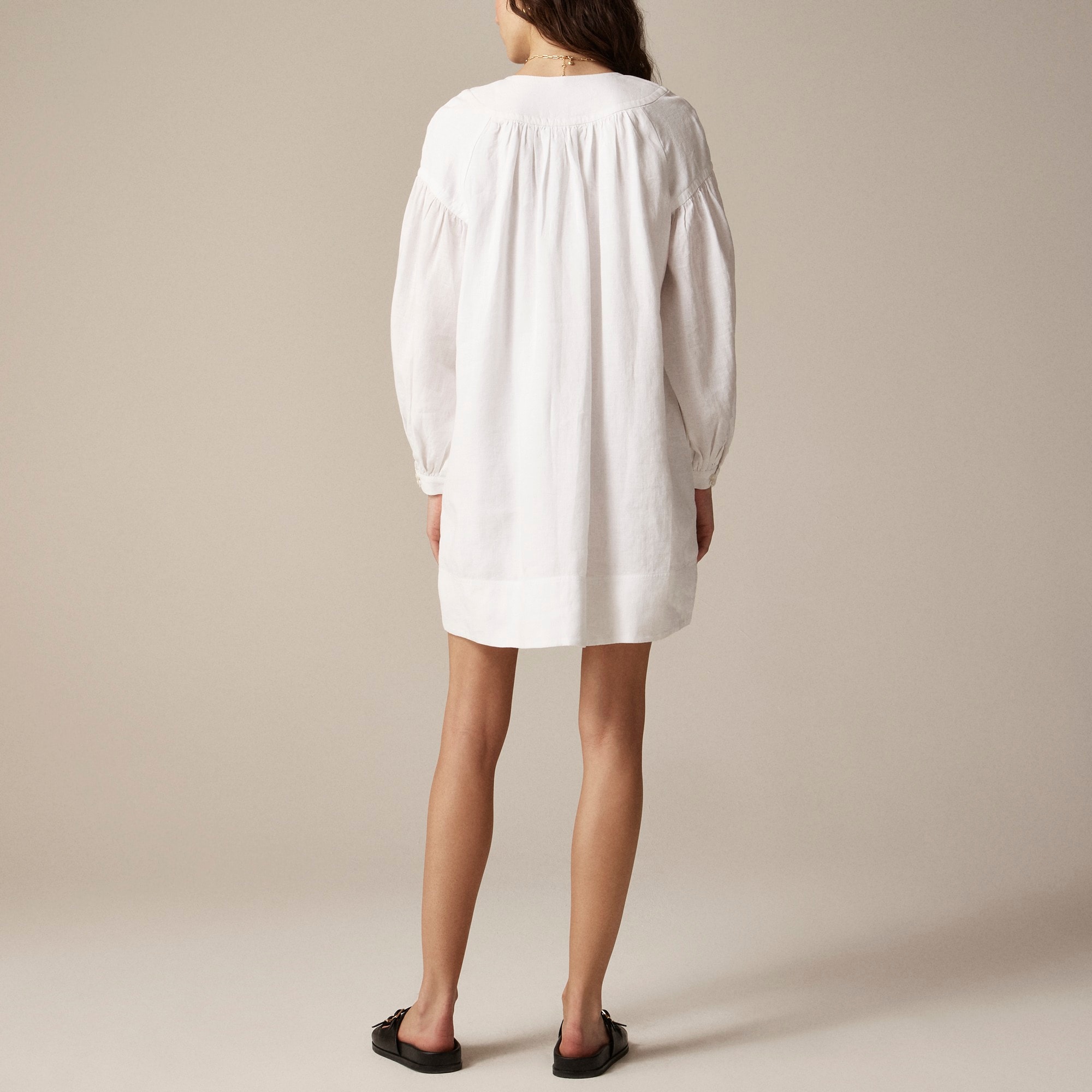 Gathered popover dress in linen