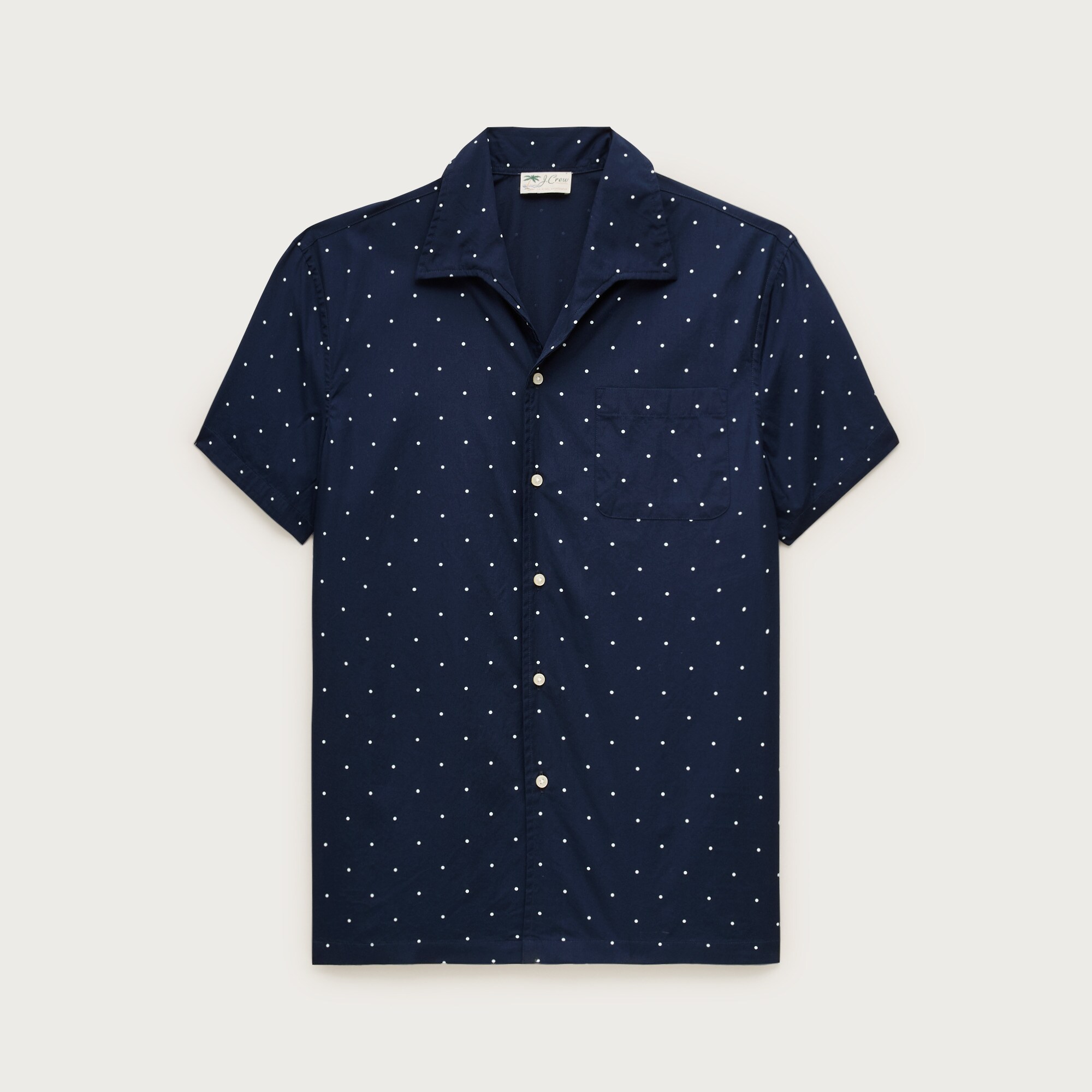 Short-sleeve cotton poplin camp-collar shirt