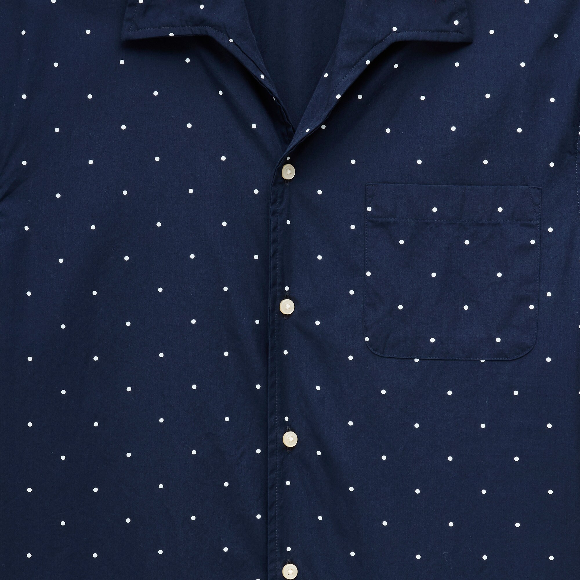 Short-sleeve cotton poplin camp-collar shirt