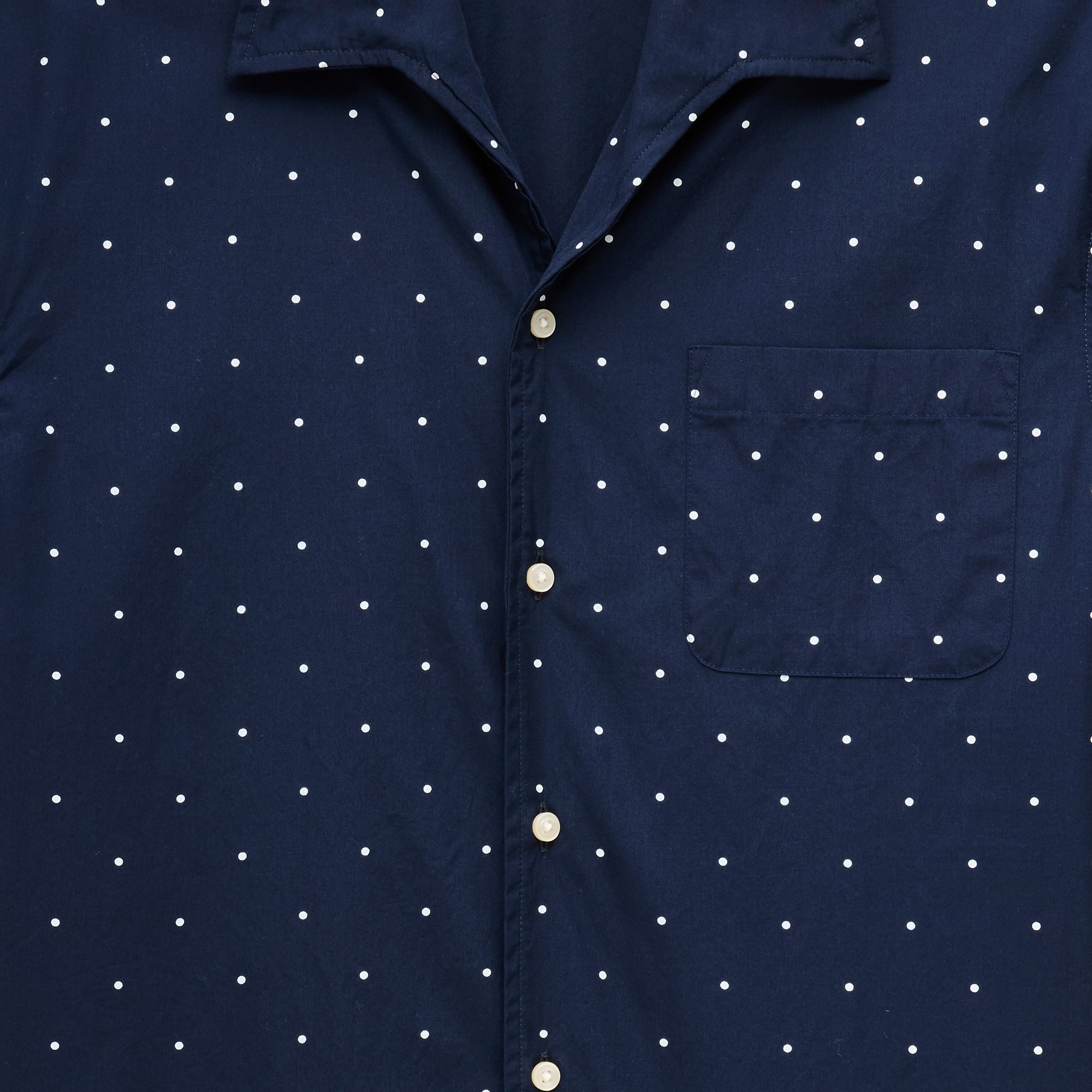 Short-sleeve cotton poplin camp-collar shirt