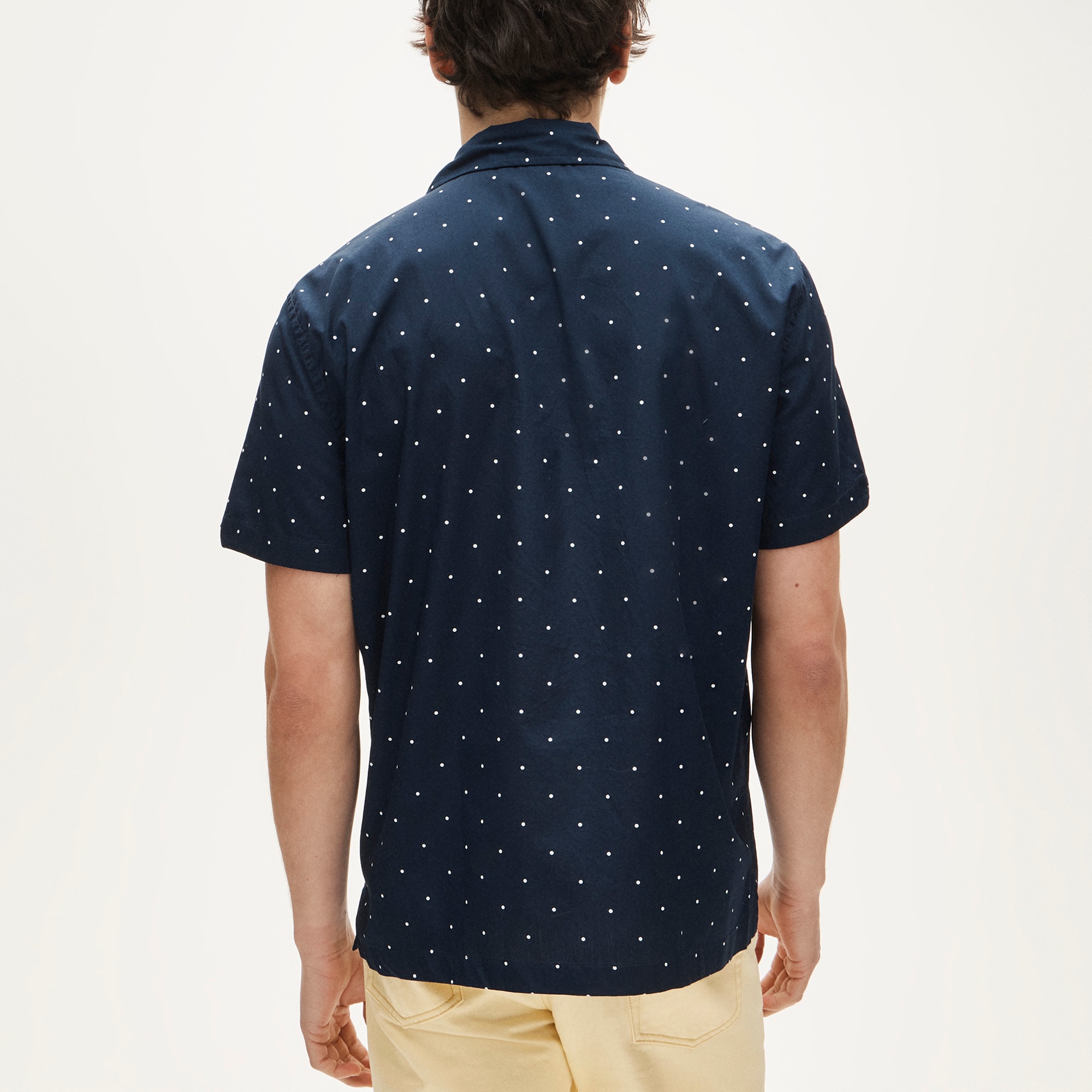 Short-sleeve cotton poplin camp-collar shirt