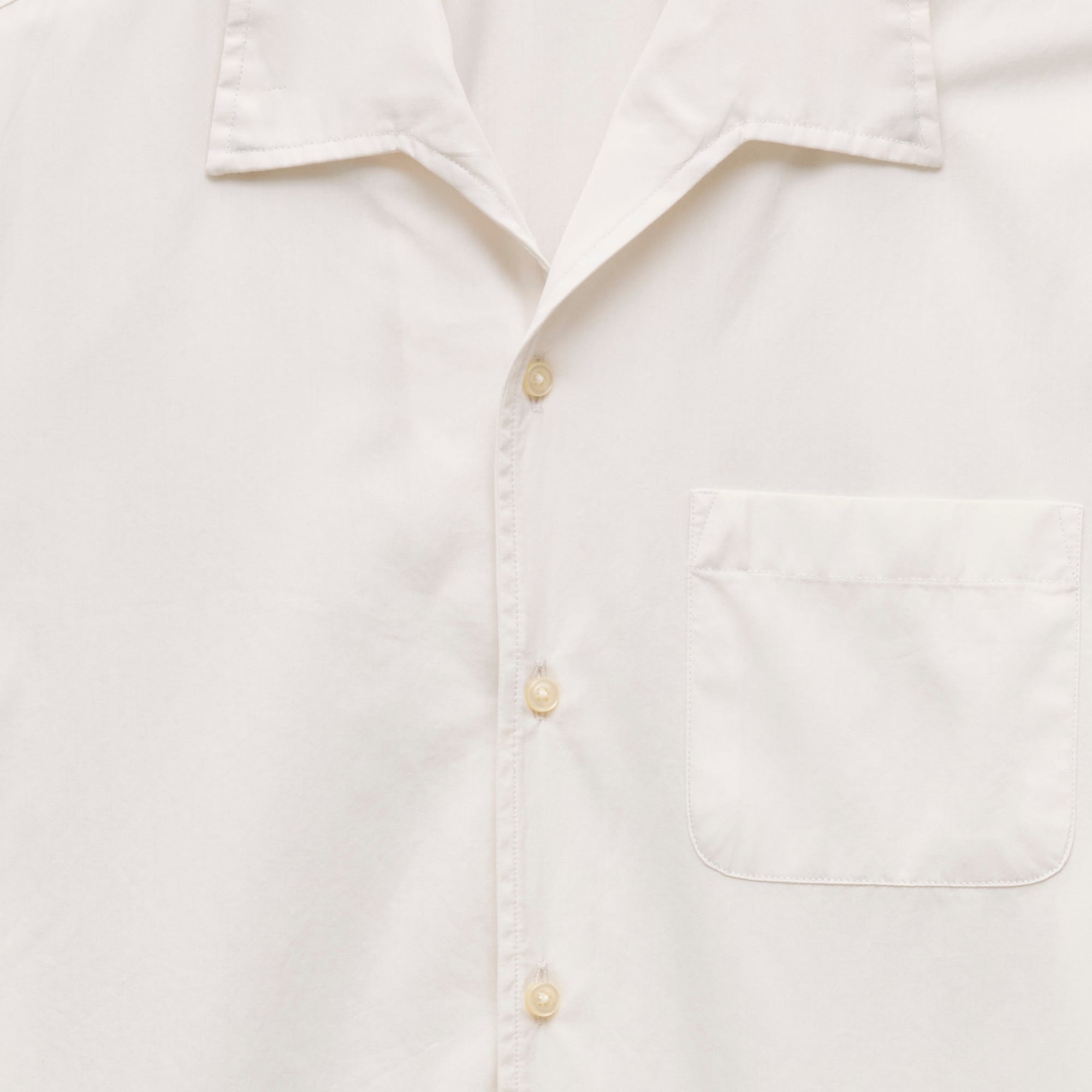 Short-sleeve cotton poplin camp-collar shirt