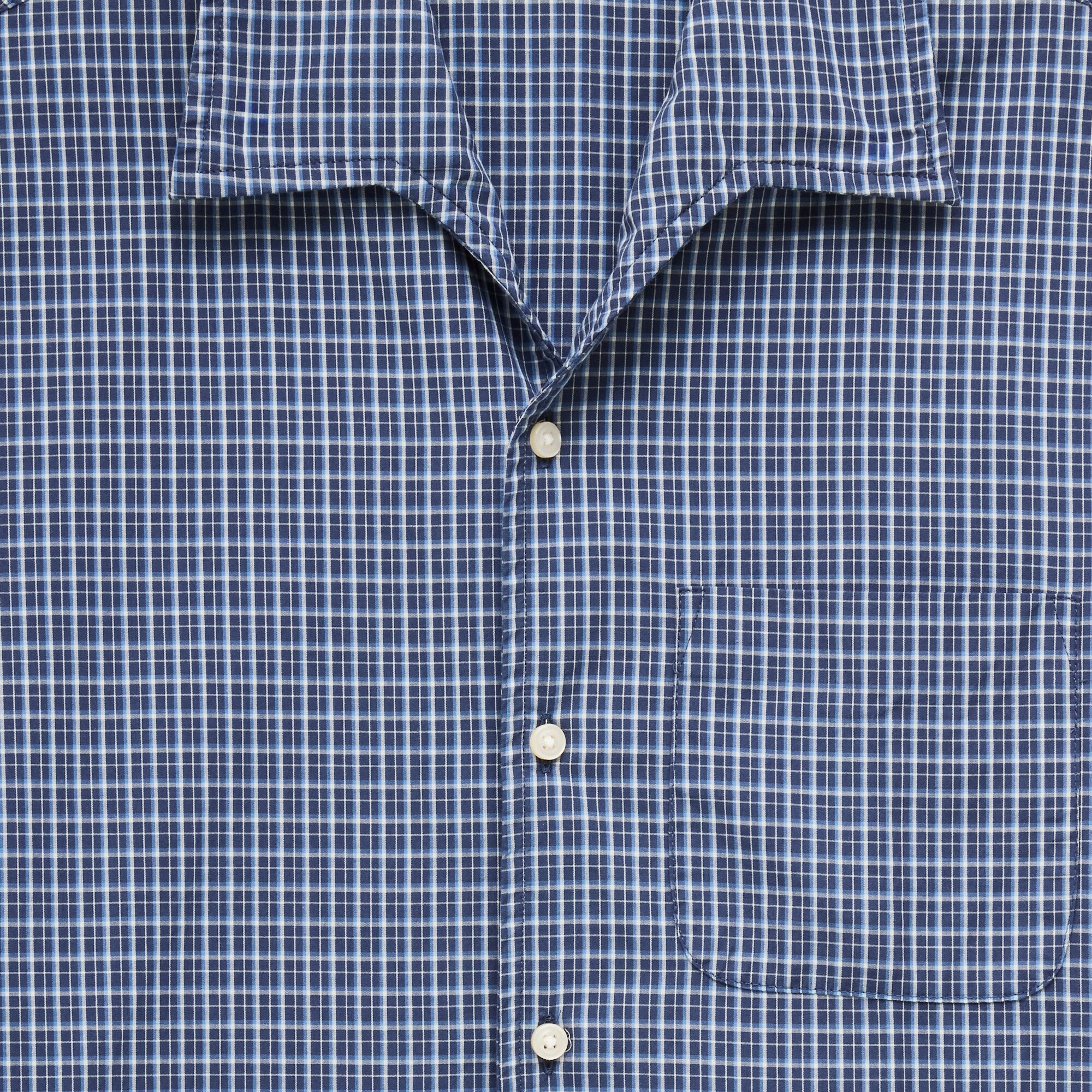 Short-sleeve cotton poplin camp-collar shirt