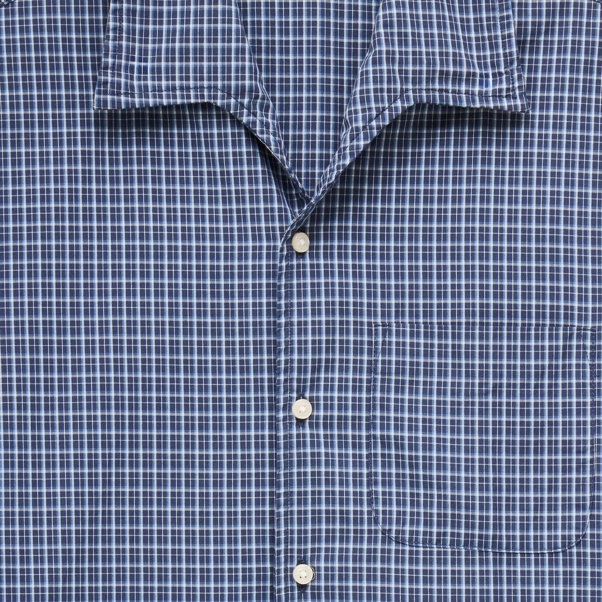 Short-sleeve cotton poplin camp-collar shirt