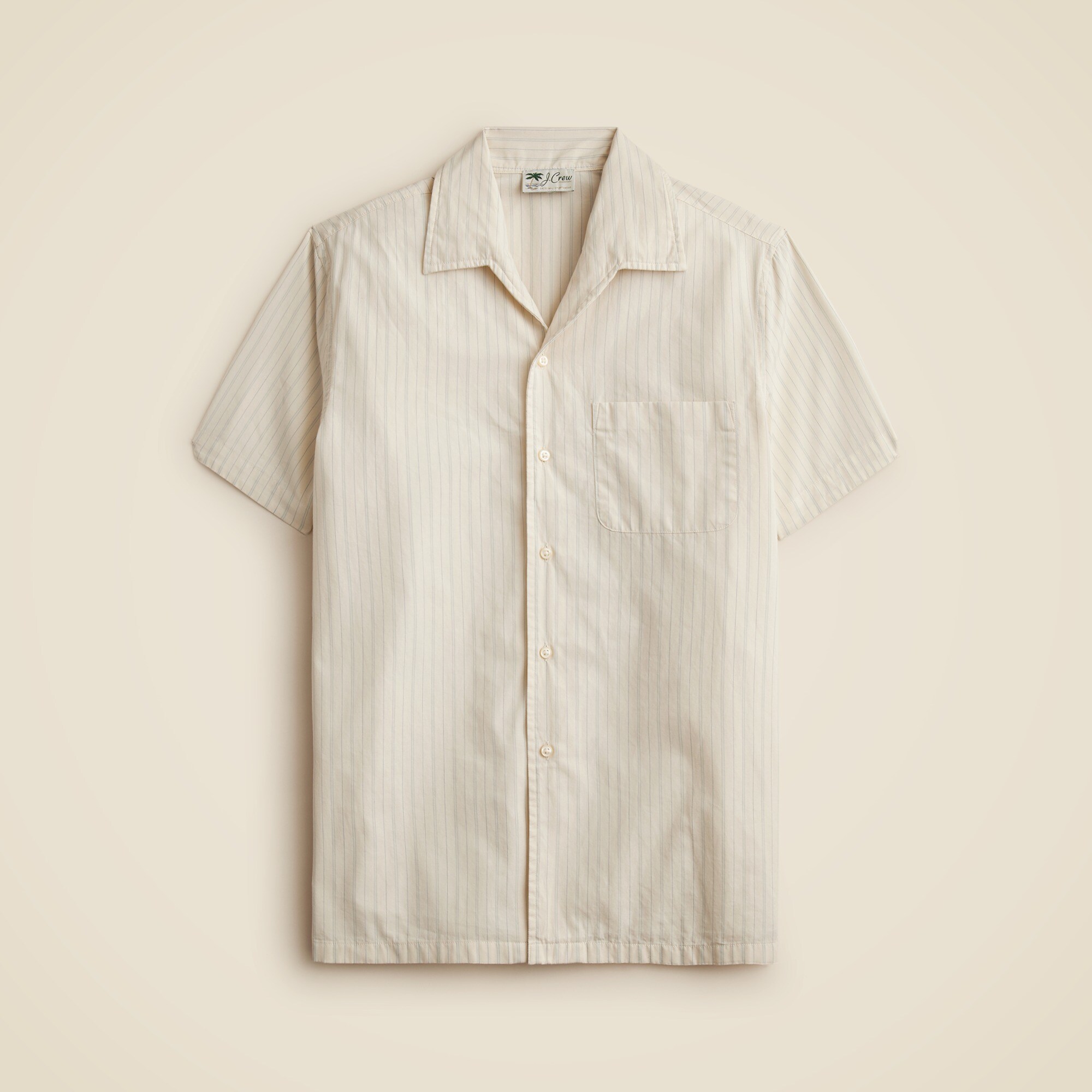 Short-sleeve Secret Wash cotton poplin camp-collar shirt