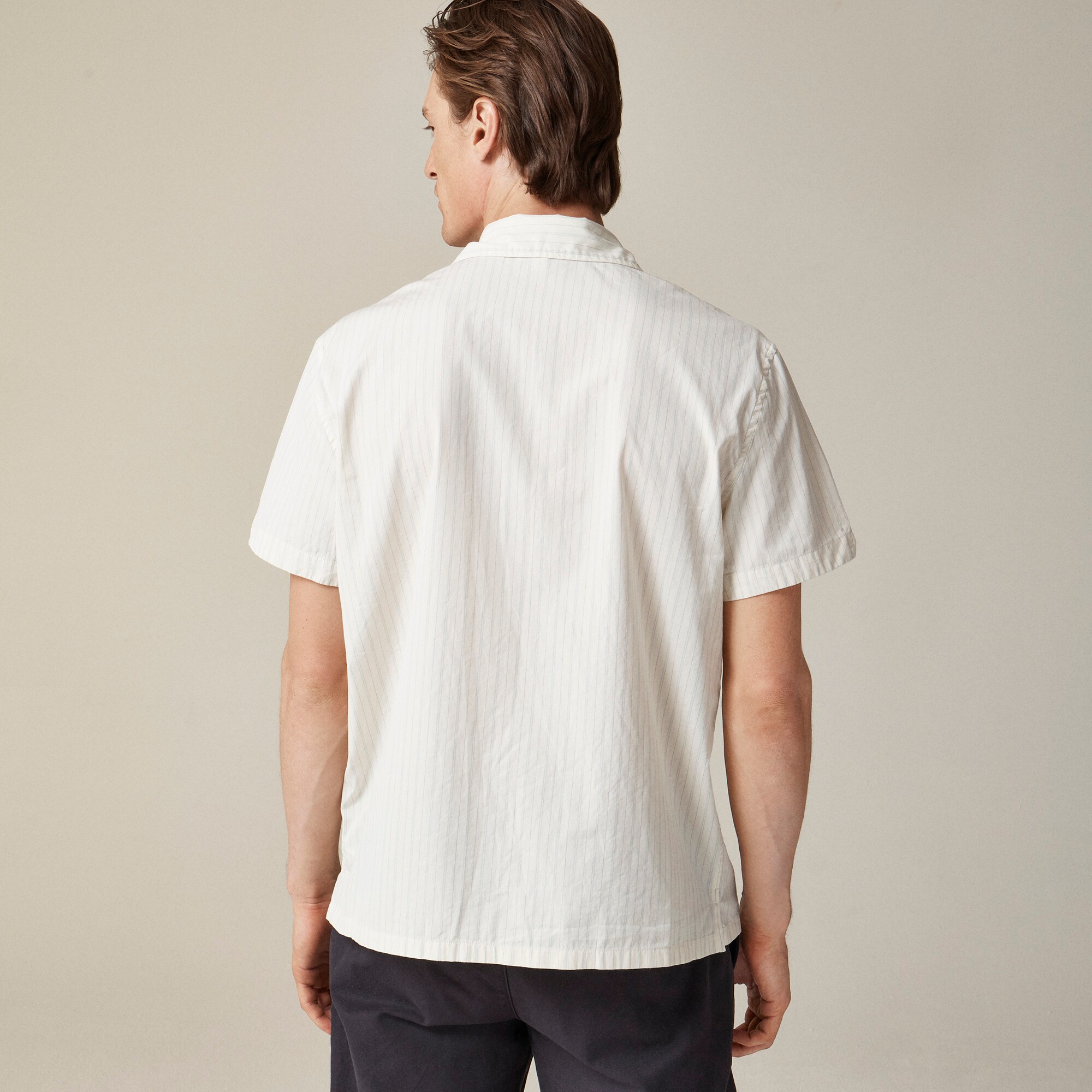 Short-sleeve Secret Wash cotton poplin camp-collar shirt