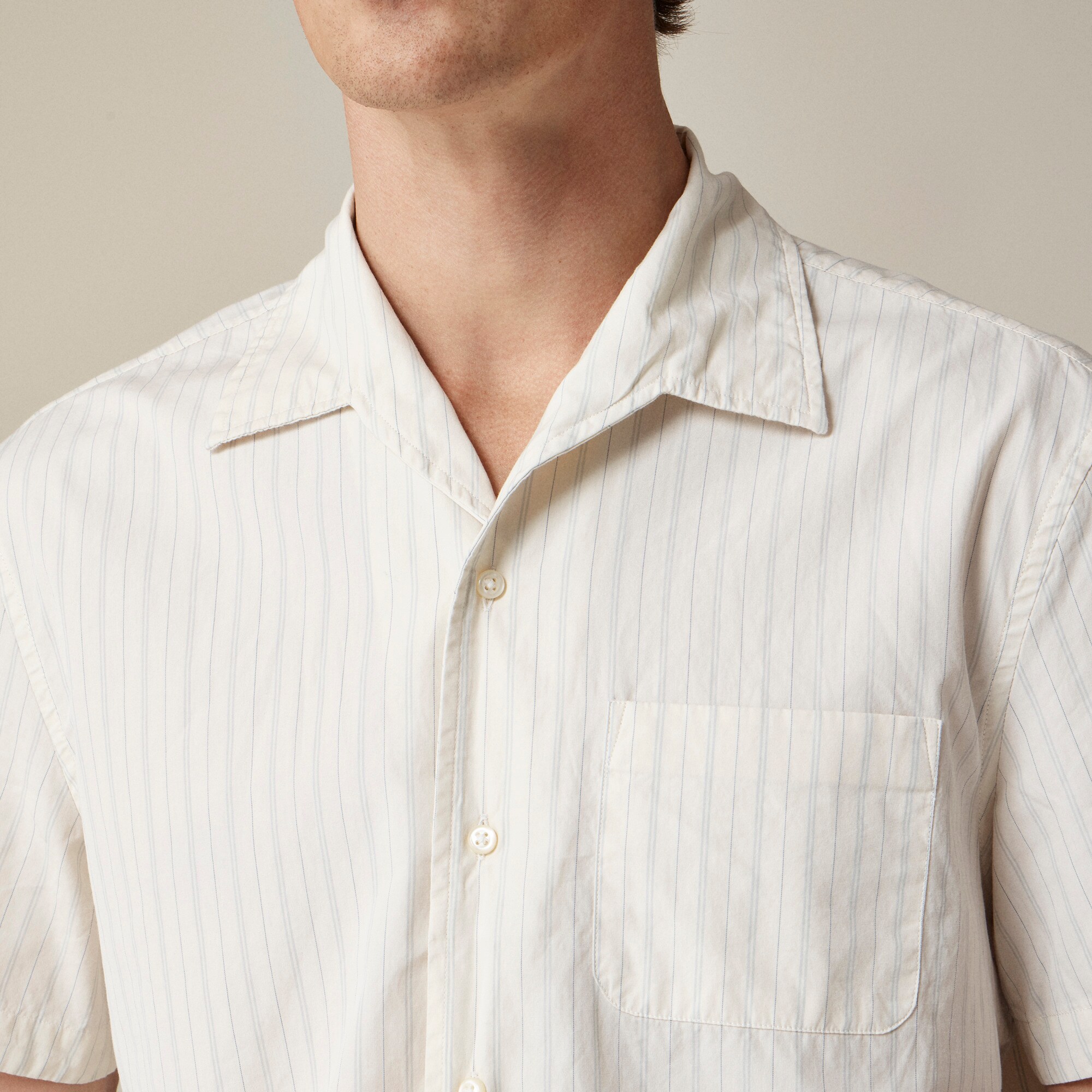 Short-sleeve Secret Wash cotton poplin camp-collar shirt
