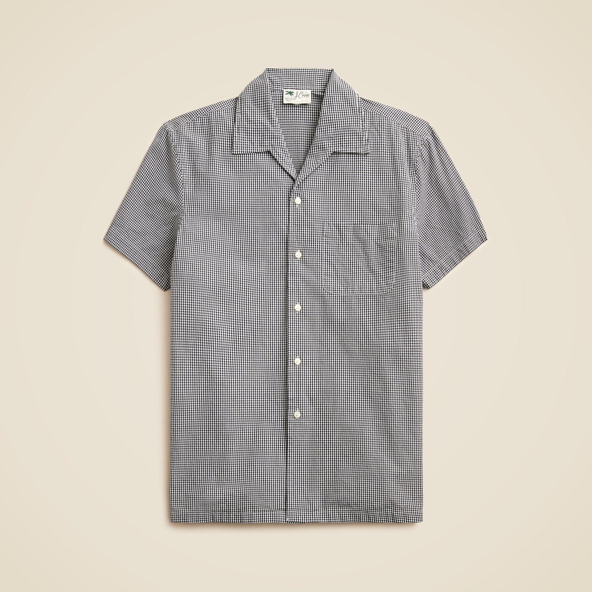 Short-sleeve Secret Wash cotton poplin camp-collar shirt
