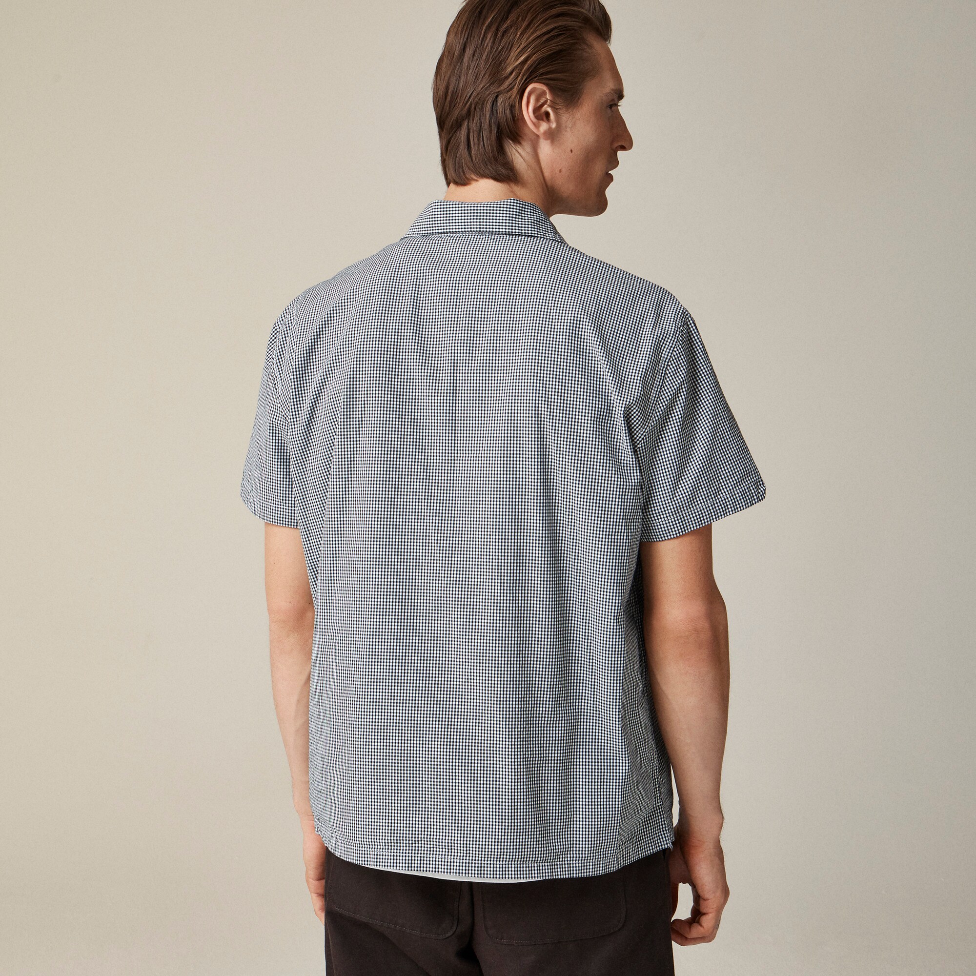 Short-sleeve Secret Wash cotton poplin camp-collar shirt