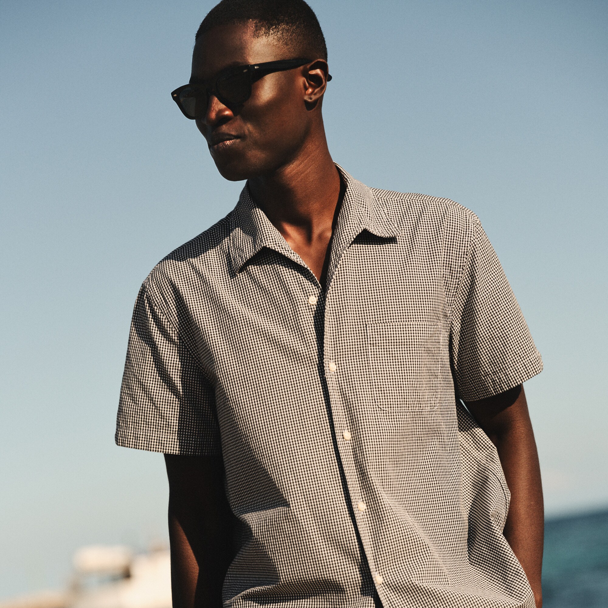 Short-sleeve Secret Wash cotton poplin camp-collar shirt