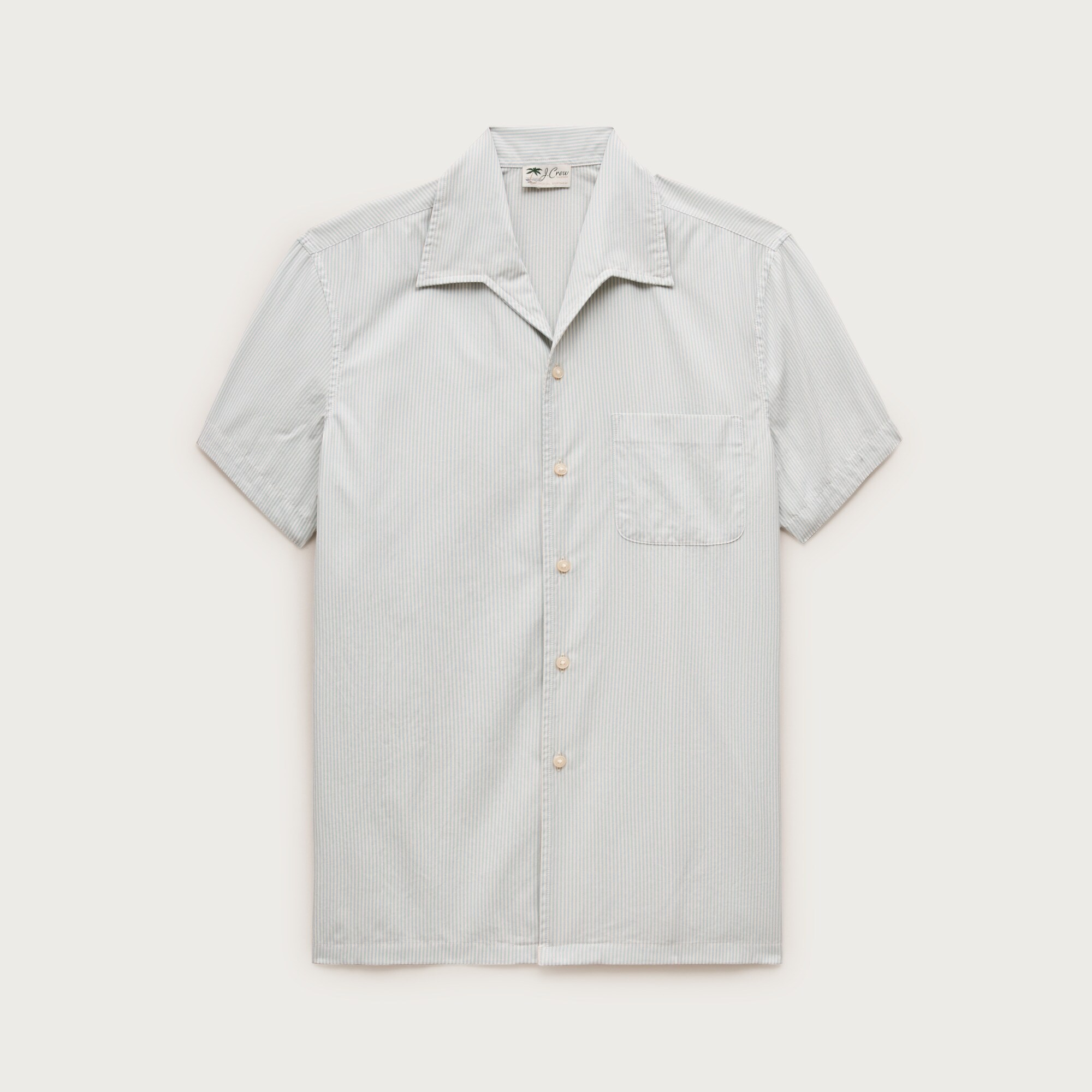 Short-sleeve cotton poplin camp-collar shirt