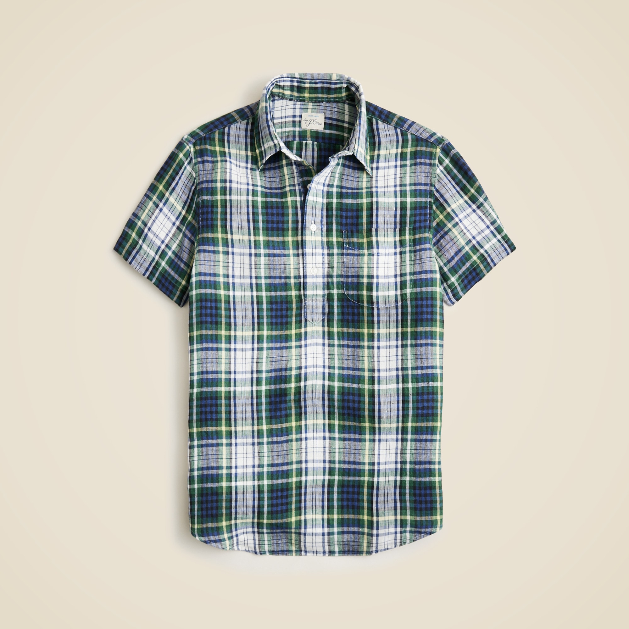 Short-sleeve Baird McNutt Irish linen popover shirt
