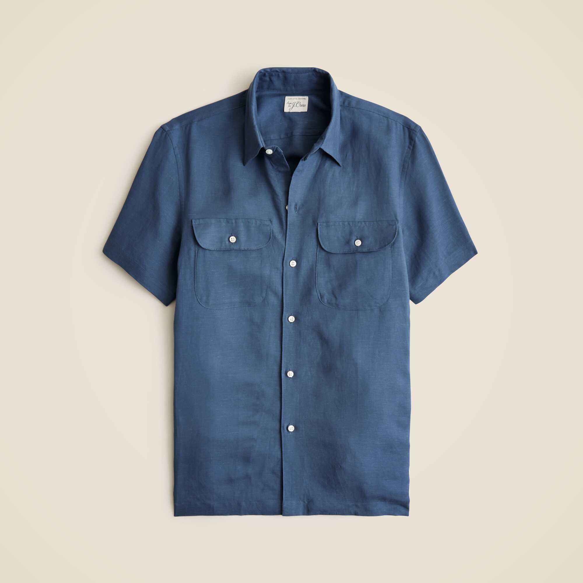 mens Short-sleeve viscose-linen blend shirt