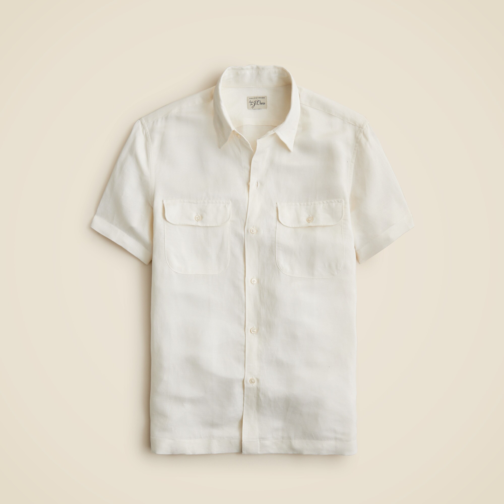 Short-sleeve viscose-linen blend shirt