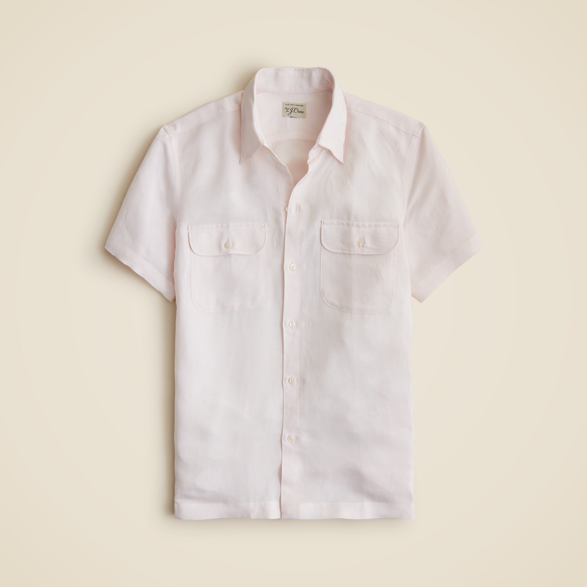  Short-sleeve viscose-linen blend shirt