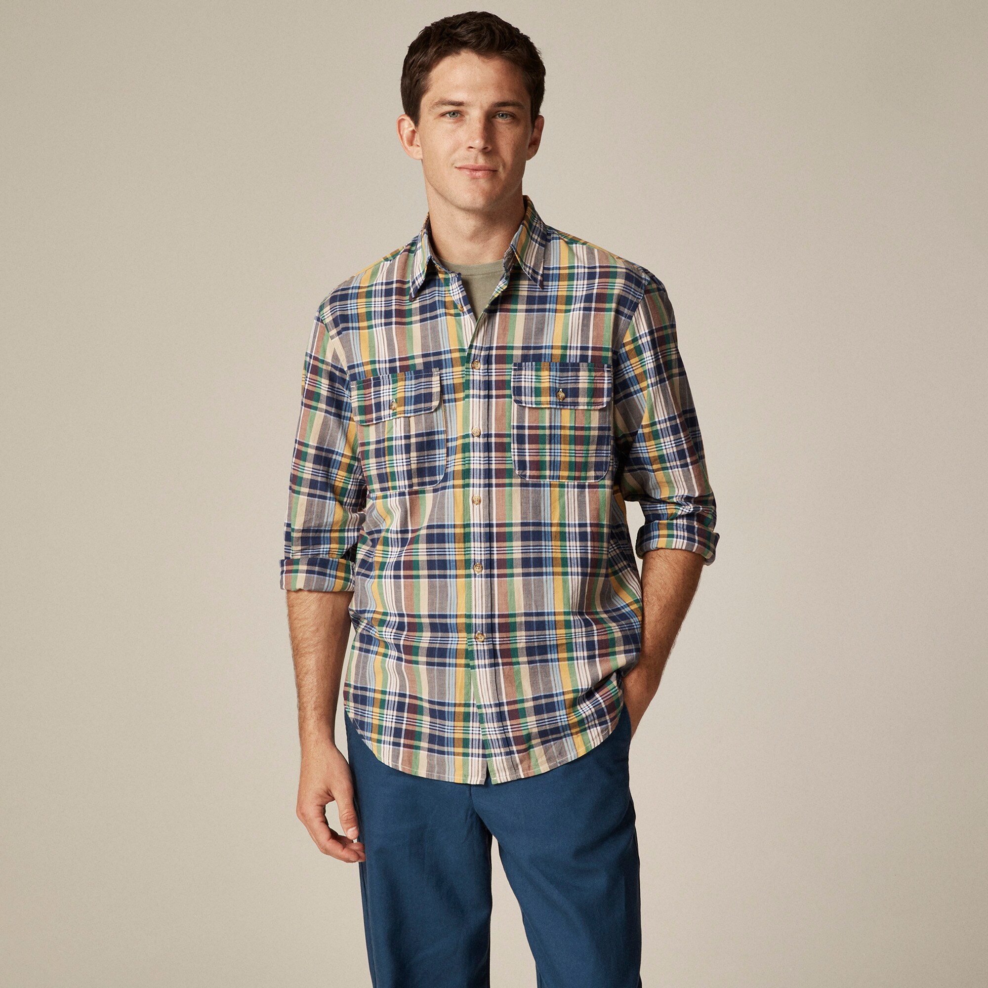  Two-pocket workshirt in Indian madras