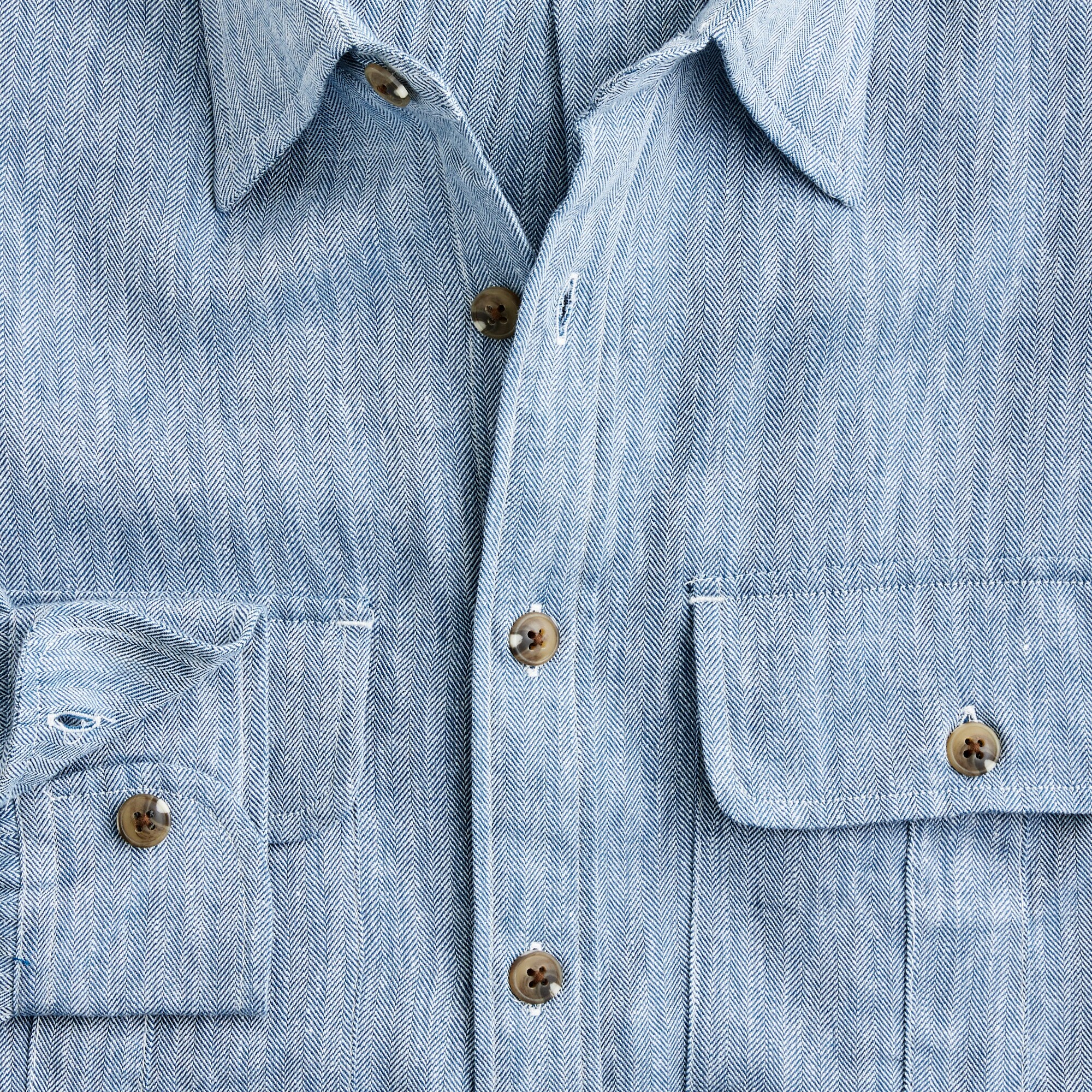 Two-pocket Herringbone Workshirt In TENCEL™ Lyocell-linen Blend