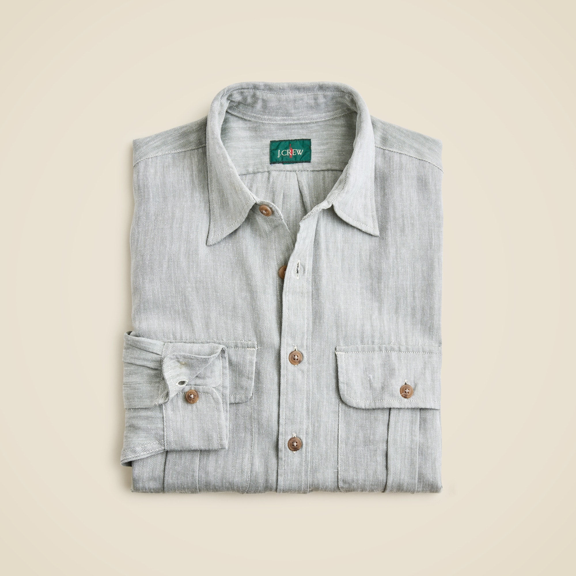  Two-pocket herringbone workshirt in TENCEL&trade; lyocell-linen blend