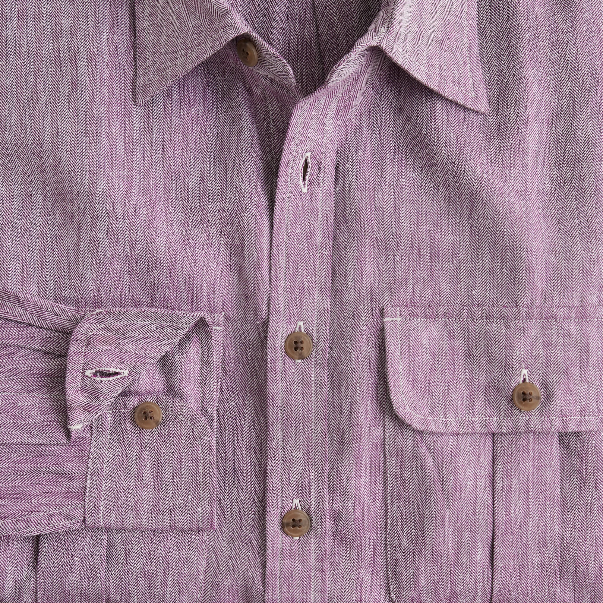 Two-pocket herringbone workshirt in TENCEL™ lyocell-linen blend