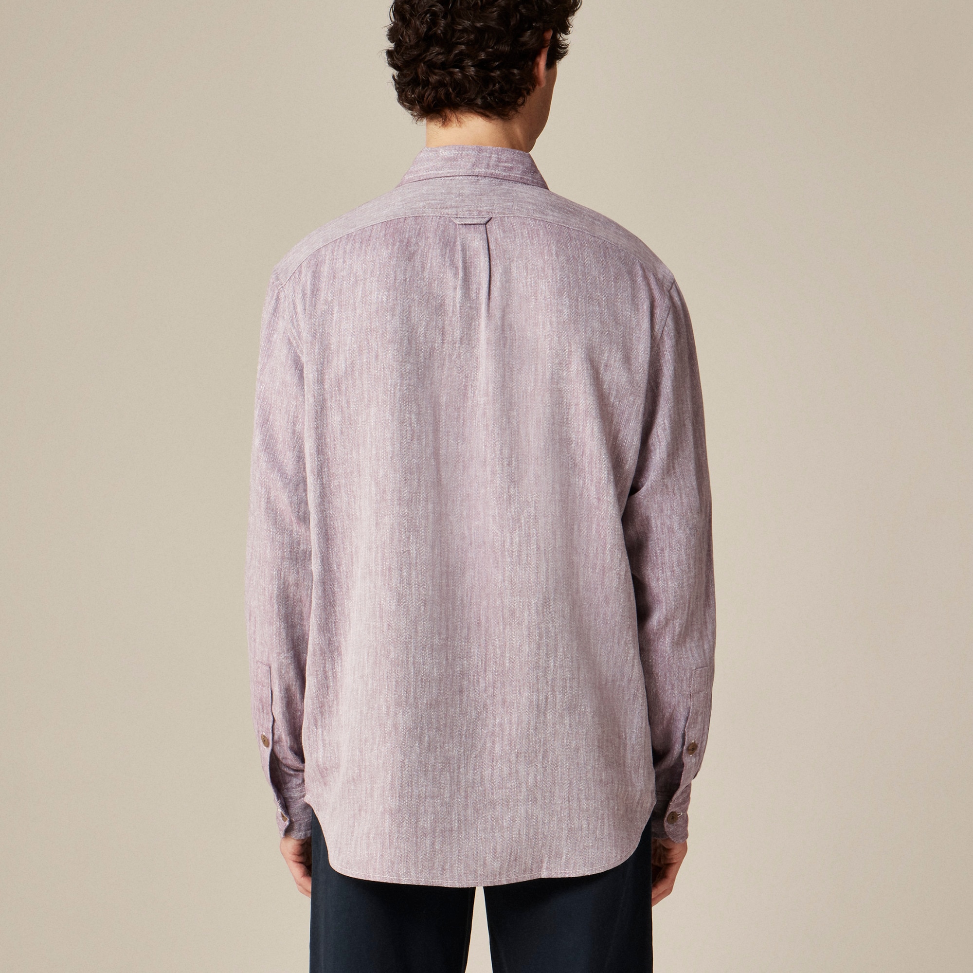 Two-pocket herringbone workshirt in TENCEL™ lyocell-linen blend