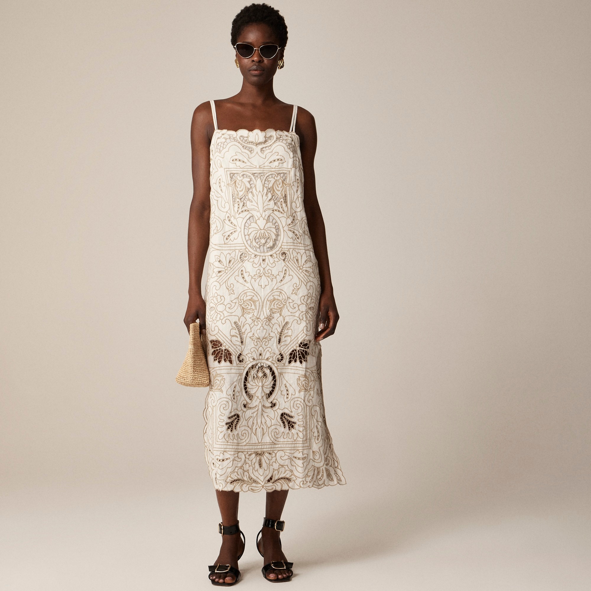 Collection cutwork maxi dress in linen