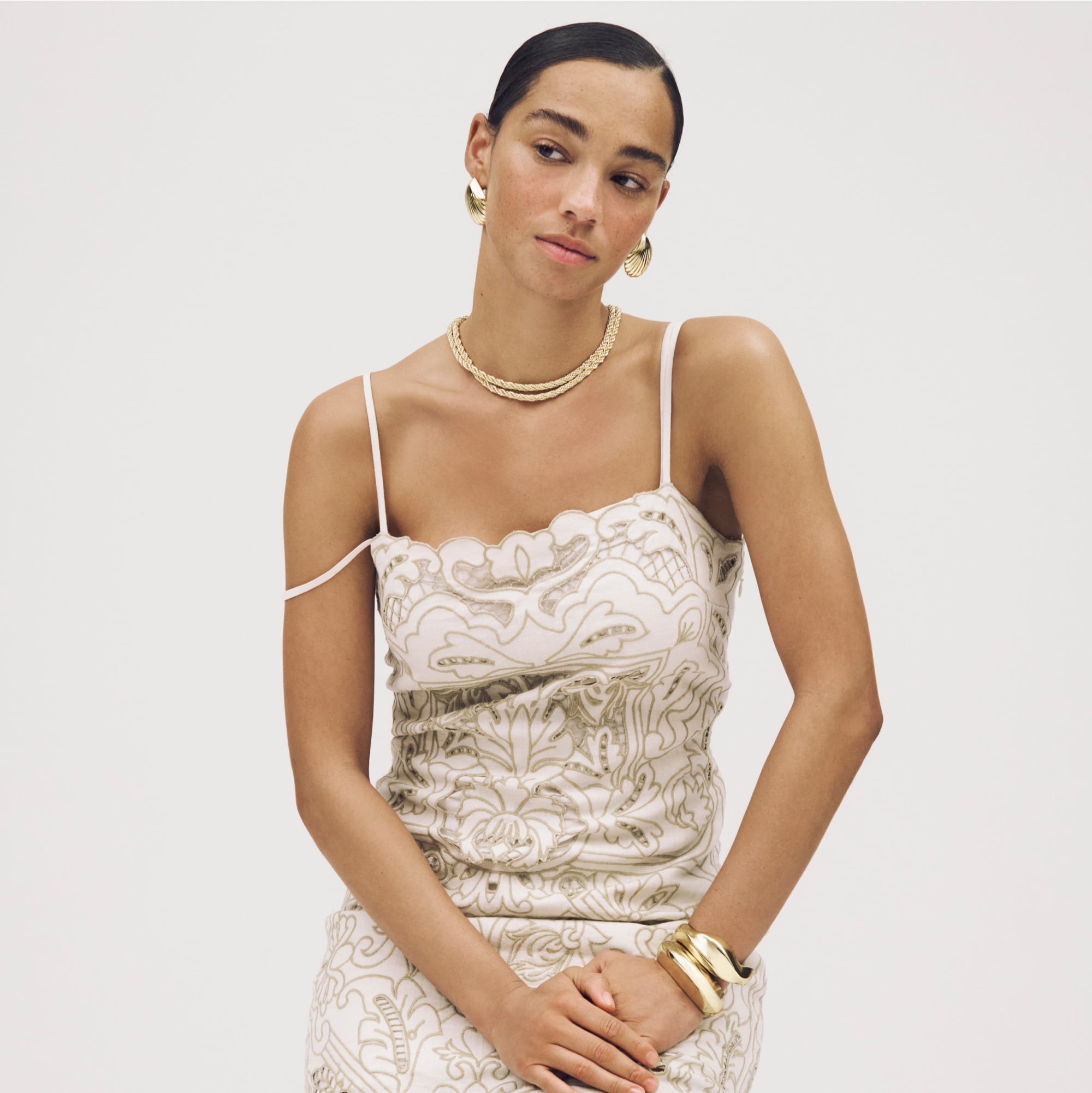 Collection cutwork maxi dress in linen