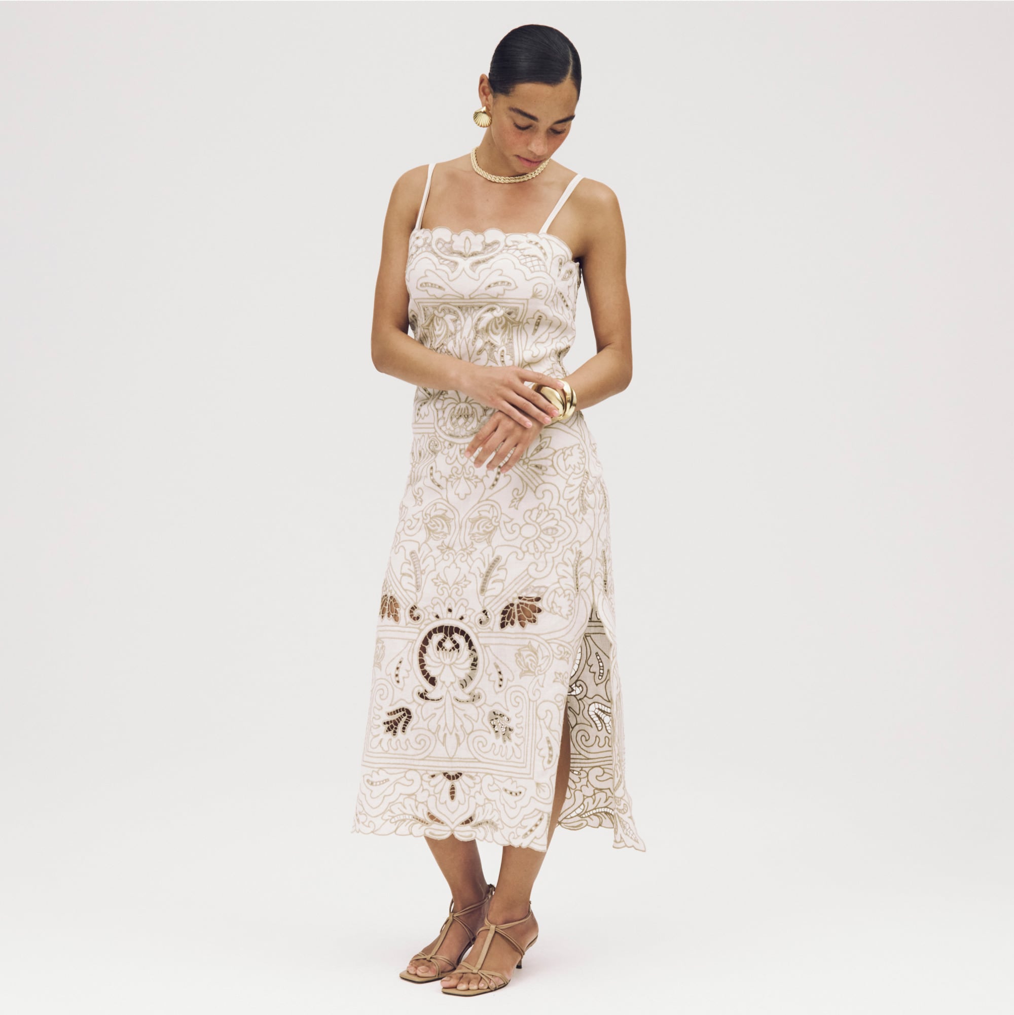 Collection cutwork maxi dress in linen