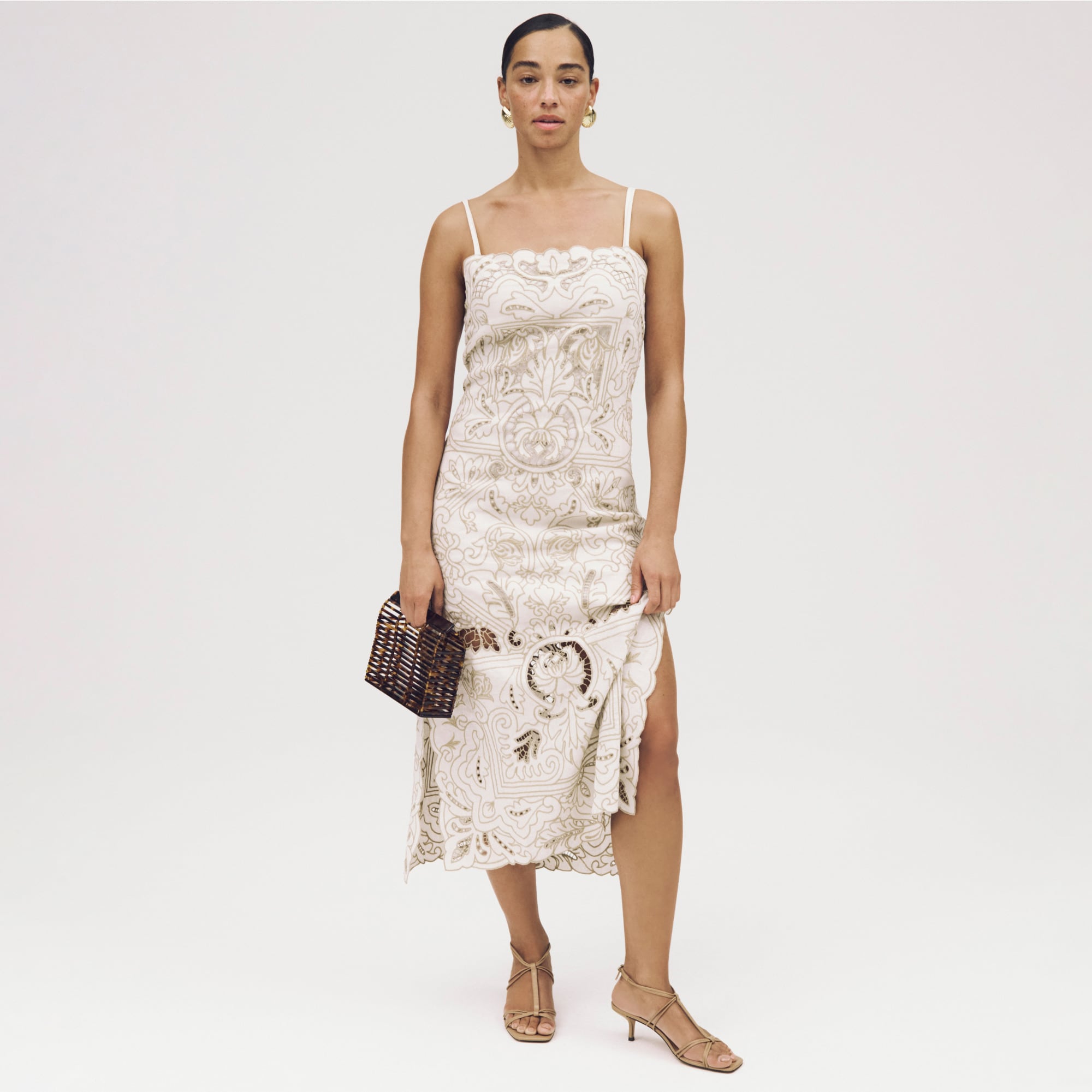 Collection cutwork maxi dress in linen