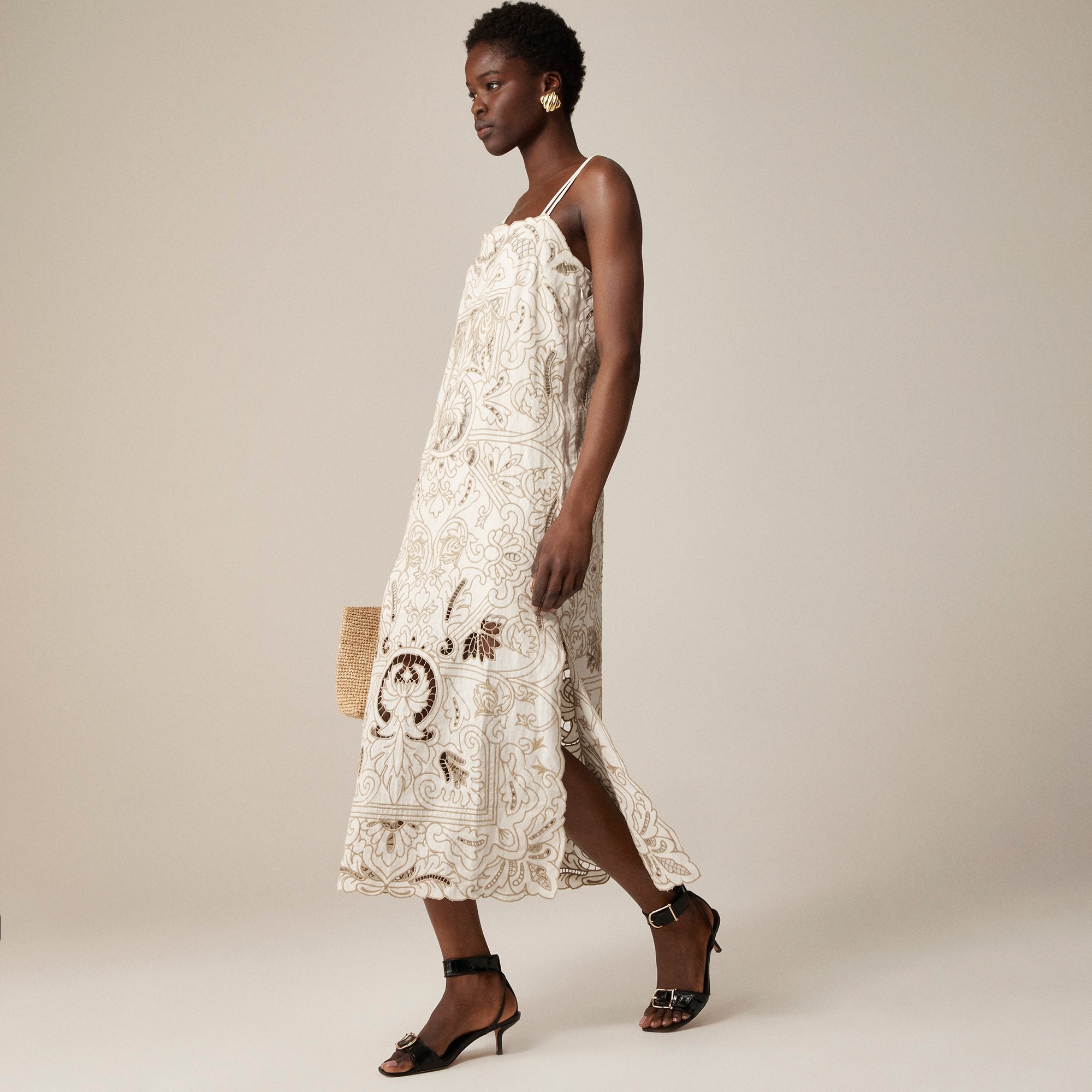 womens Collection cutwork maxi dress in linen