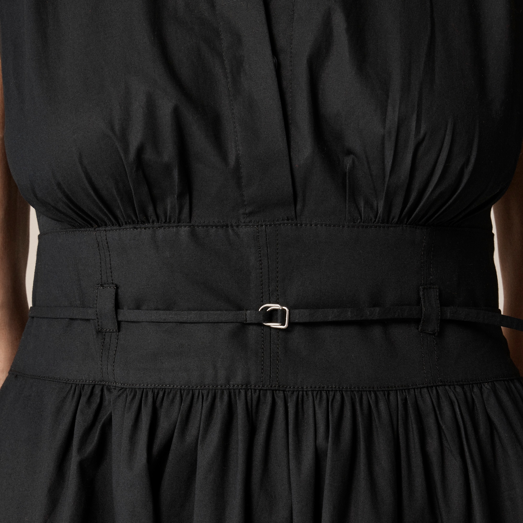Fitted-waist shirtdress in cotton poplin