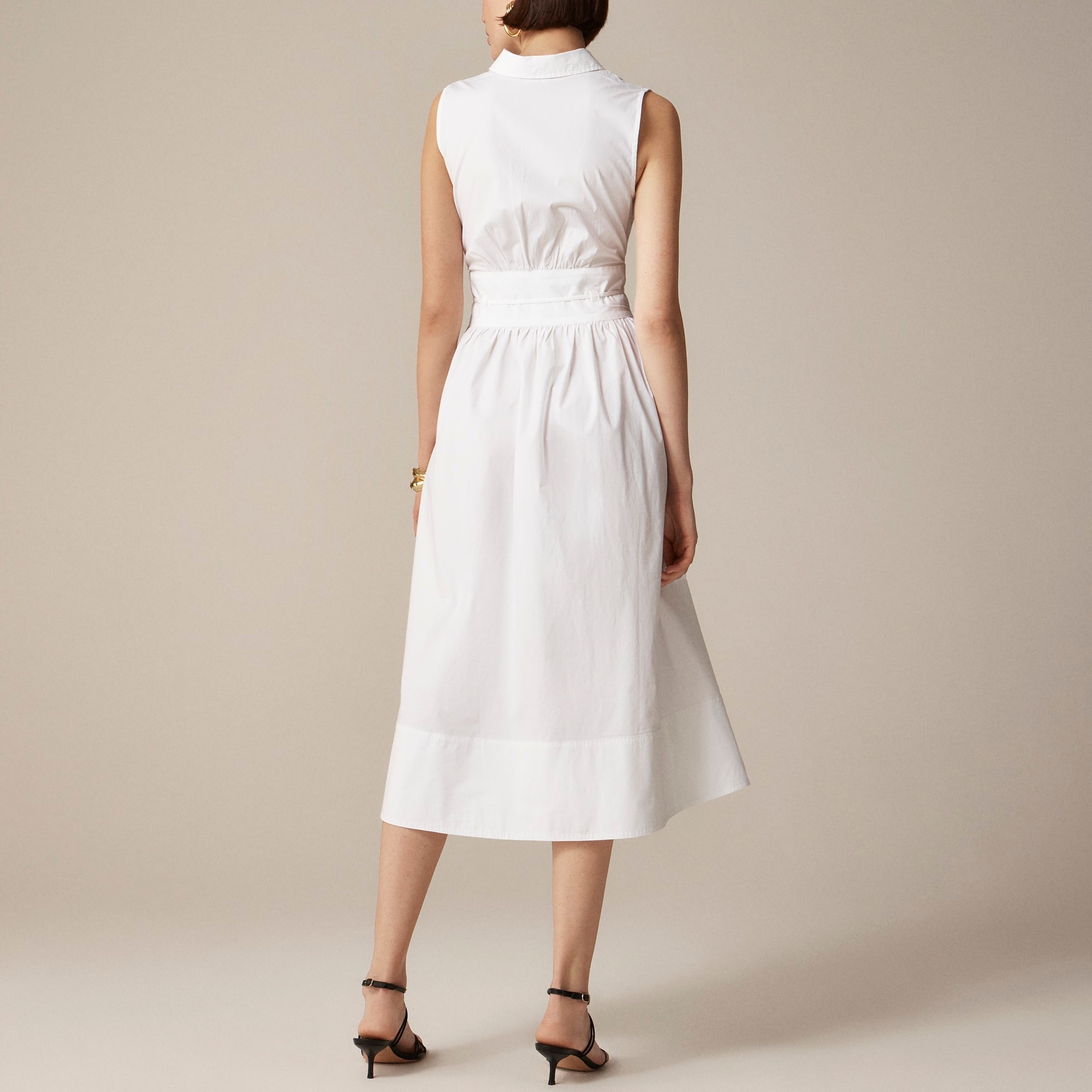 Fitted-waist shirtdress in cotton poplin