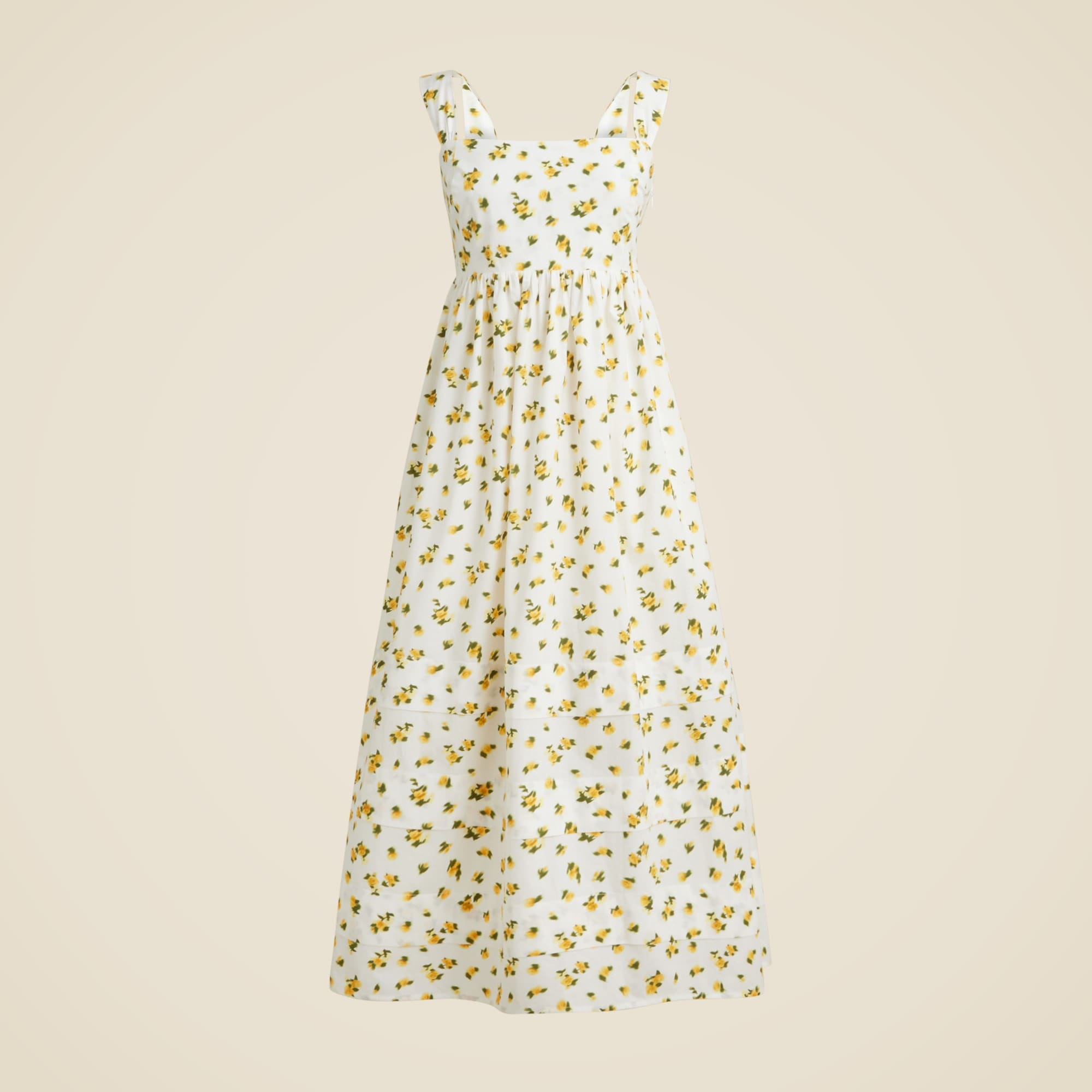 Squareneck midi dress in budding rose print