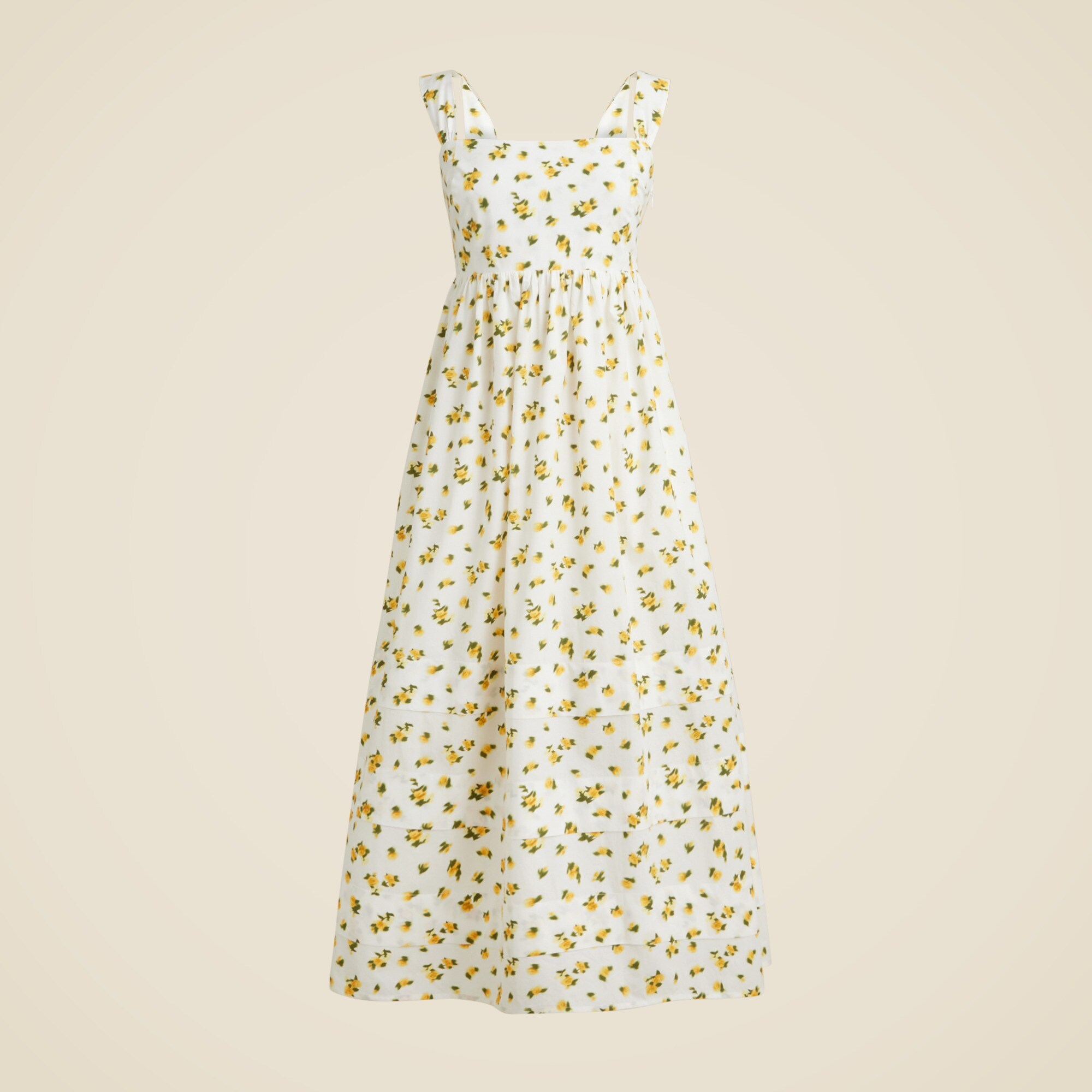 Squareneck midi dress in budding rose print