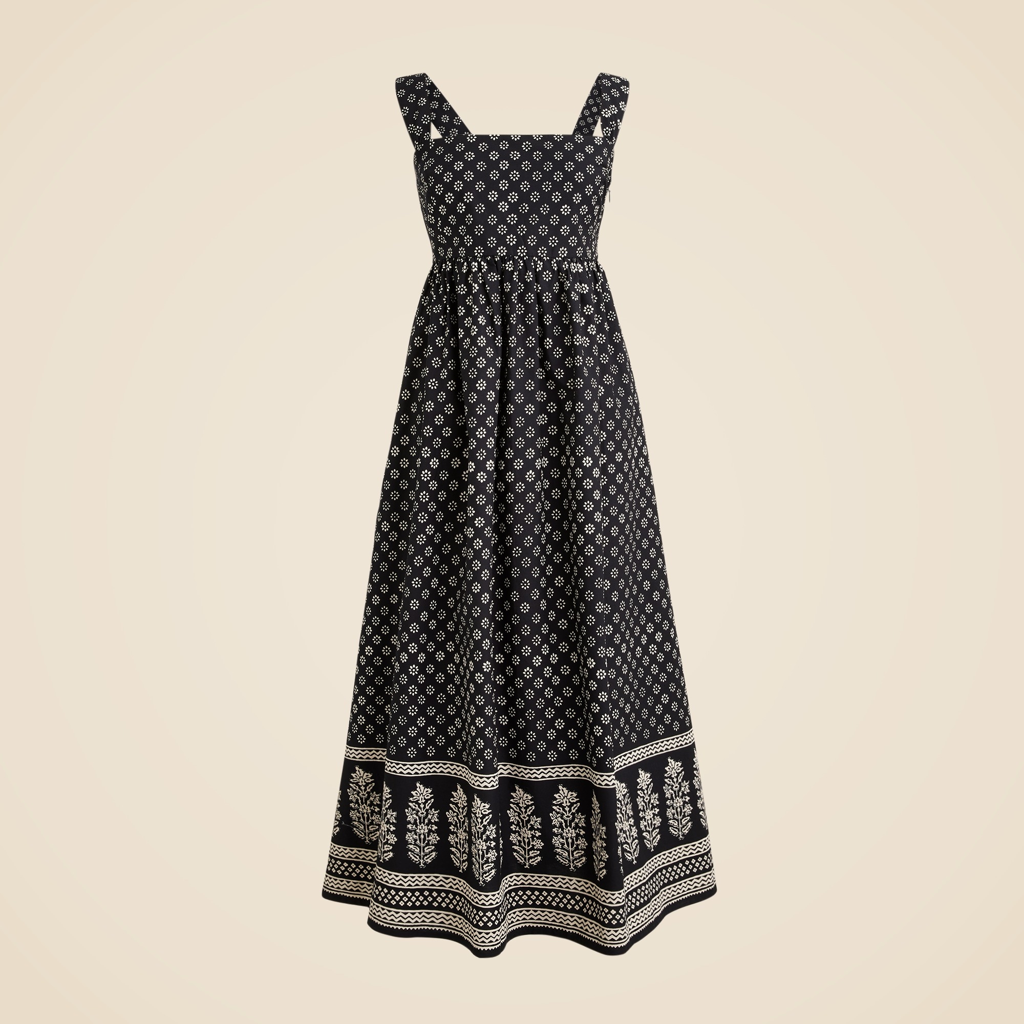  Squareneck midi dress in block print