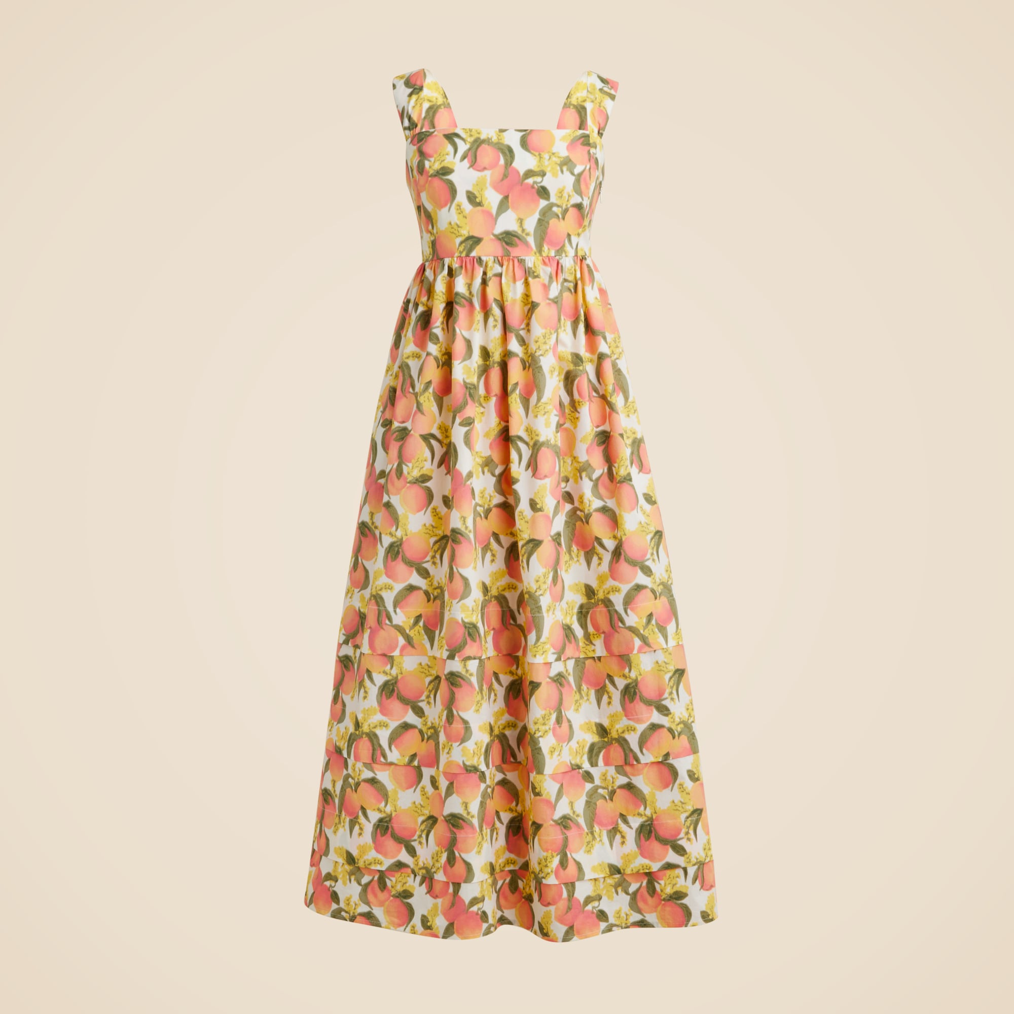 Squareneck midi dress in cotton poplin