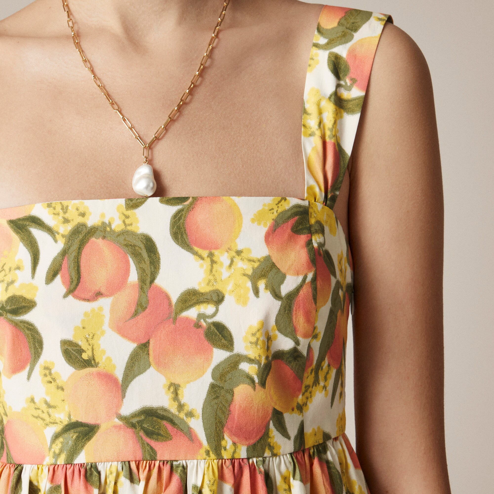 Squareneck midi dress in cotton poplin