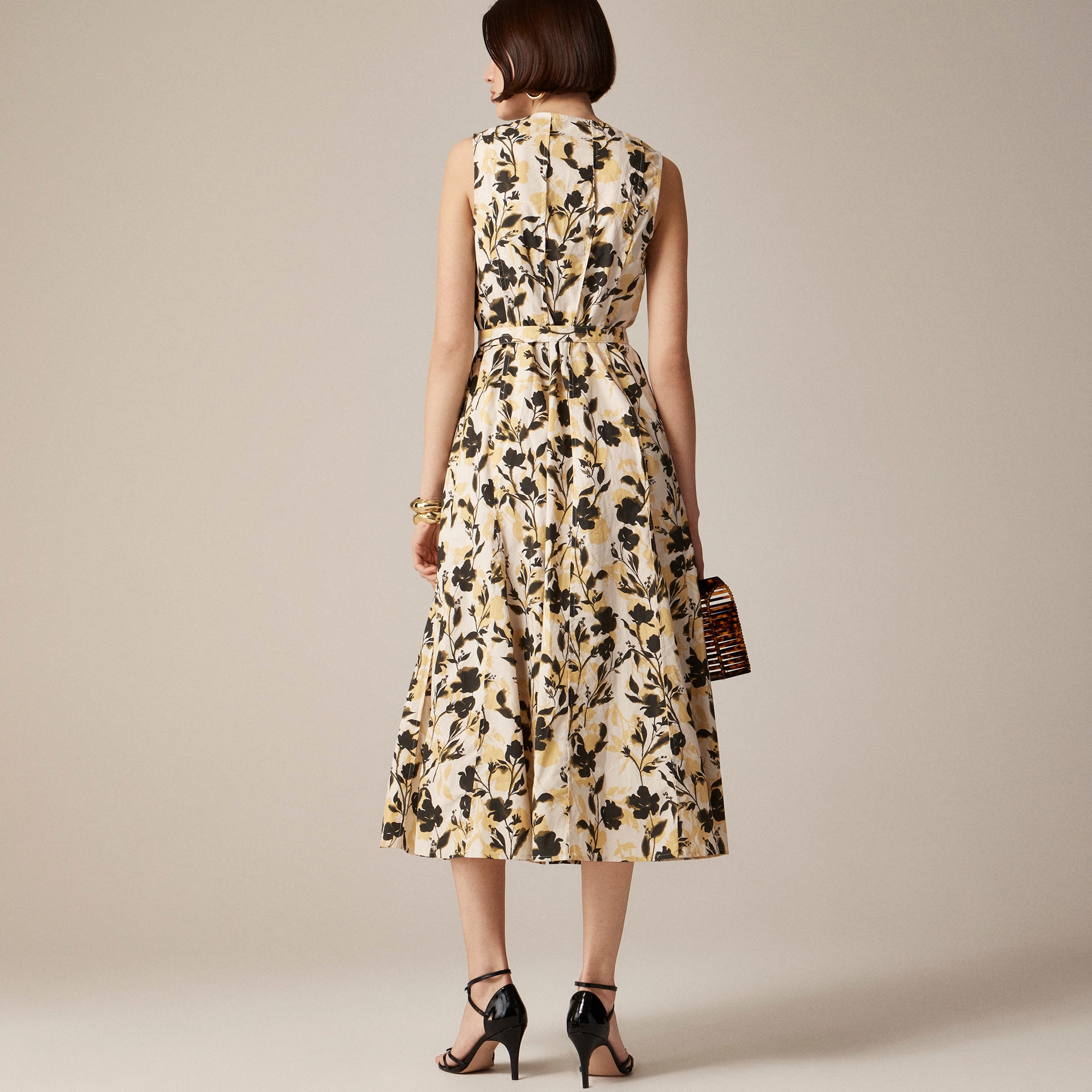 Seamed midi dress with removable belt