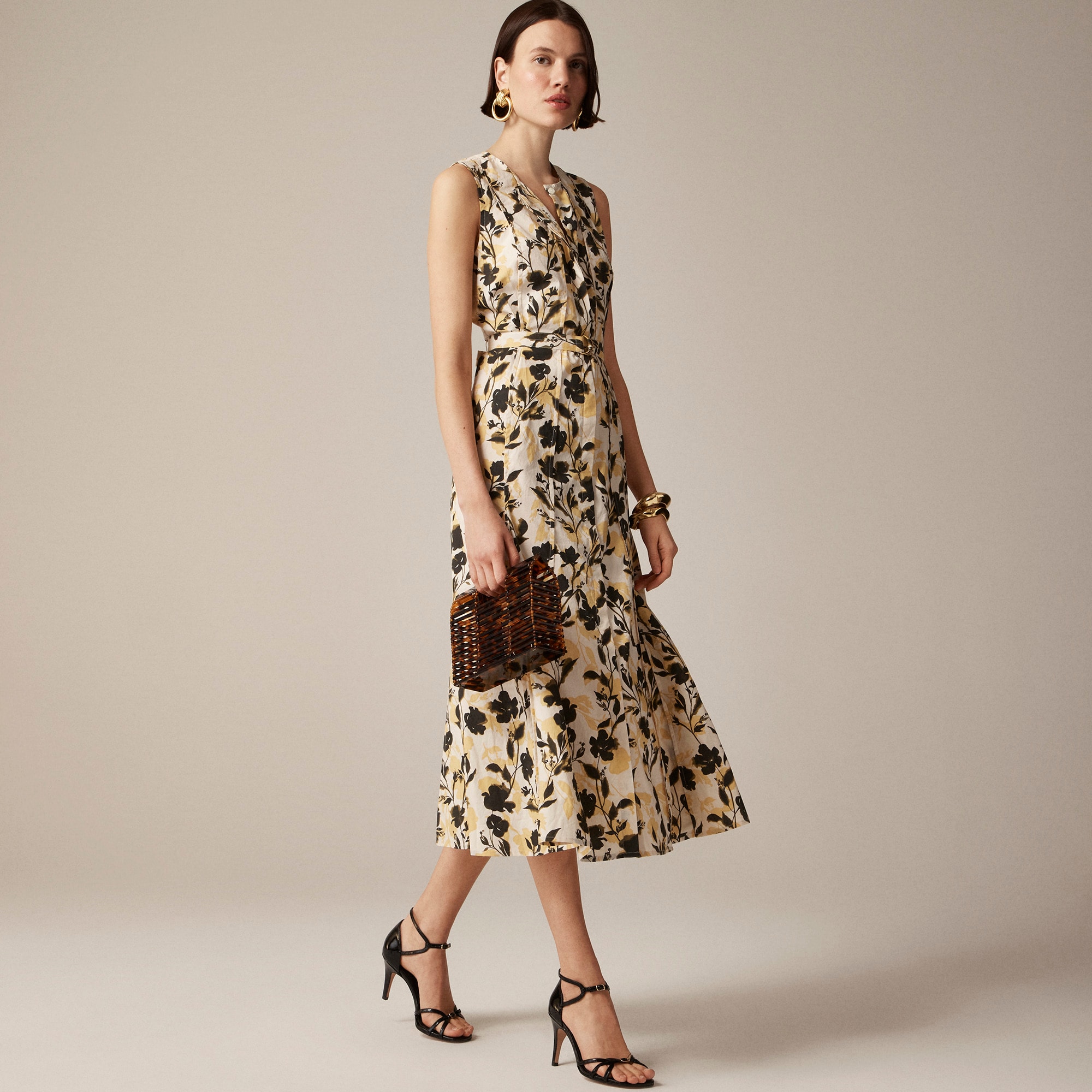 womens Seamed midi dress with removable belt
