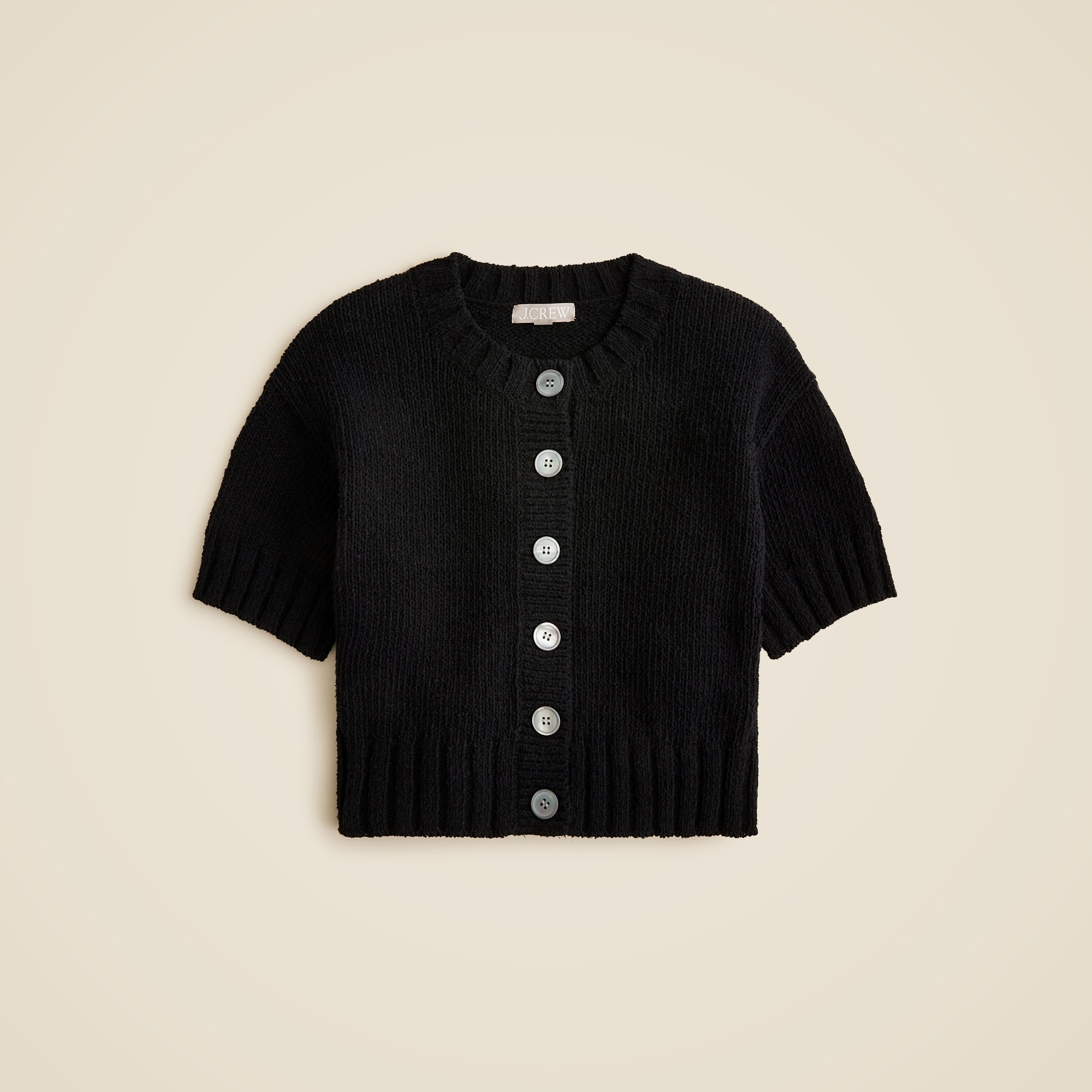 womens Marina crewneck cardigan in textured cotton blend