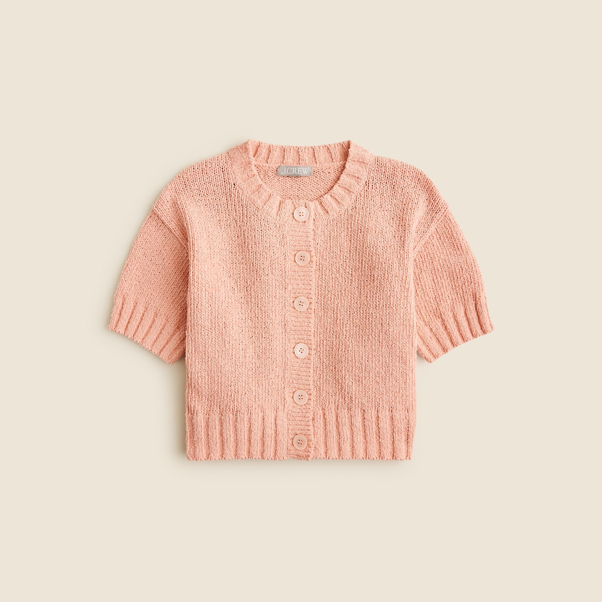 womens Marina crewneck cardigan in textured cotton blend