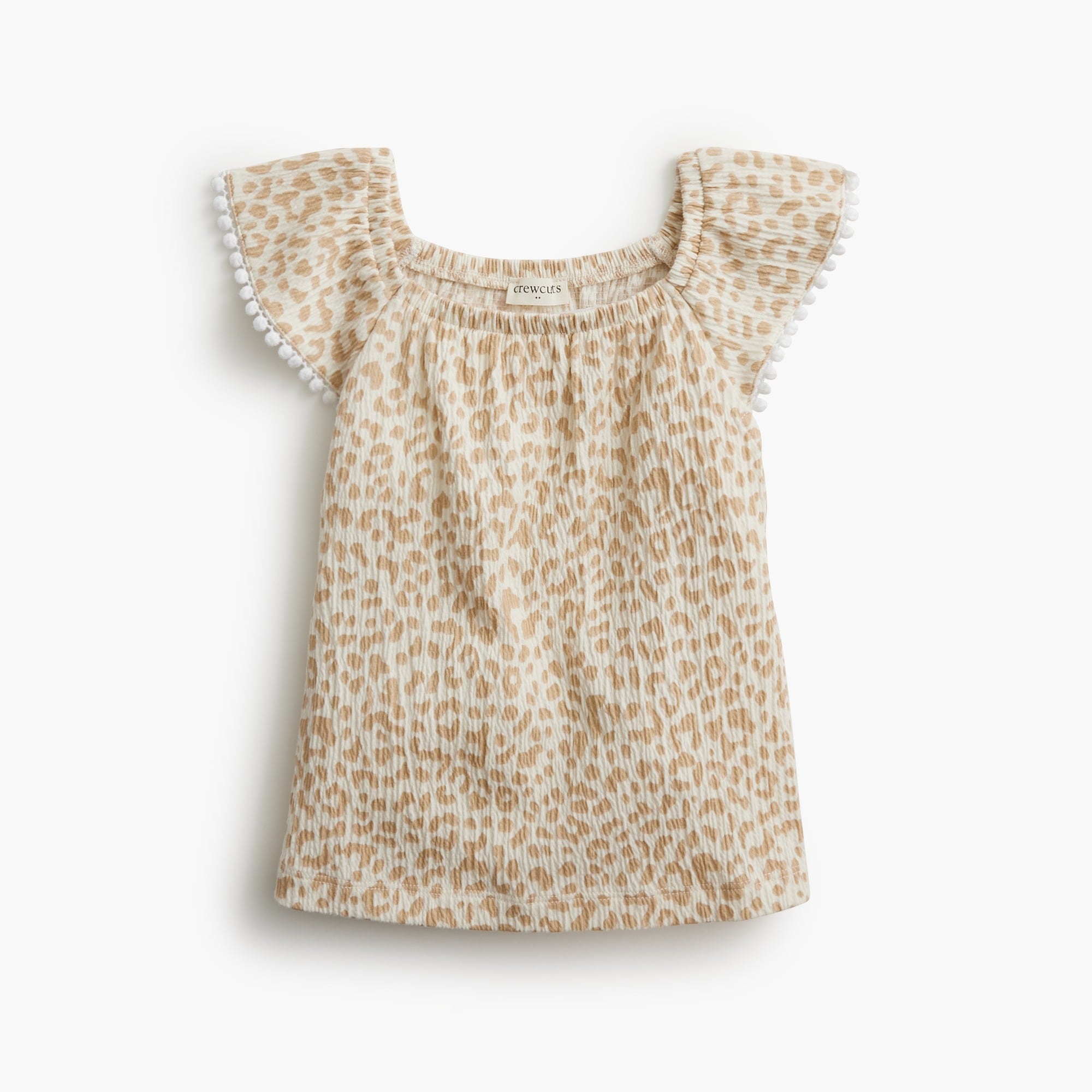 Girls' leopard flutter-sleeve tank top