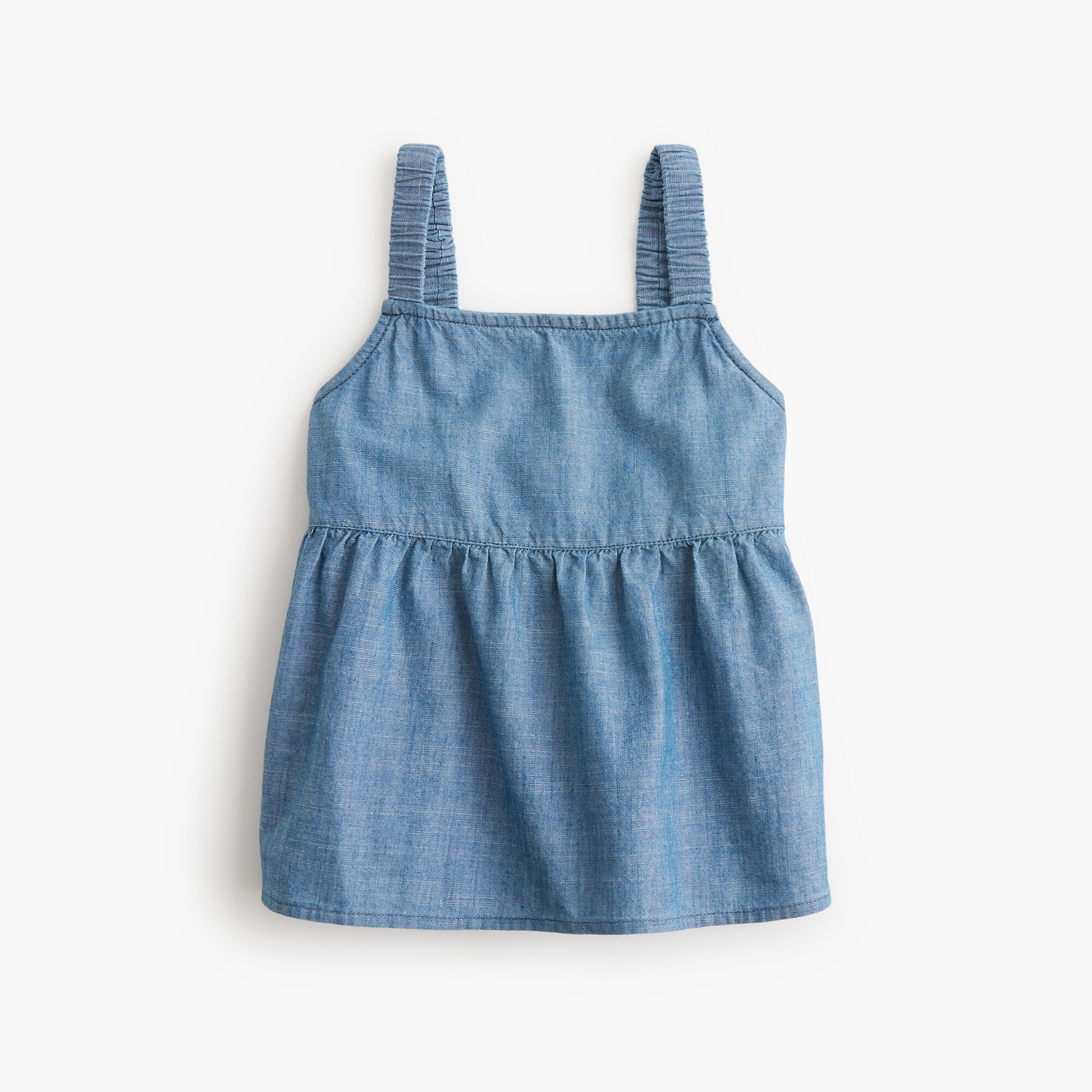 girls' chambray scrunch-strap tank top for girls