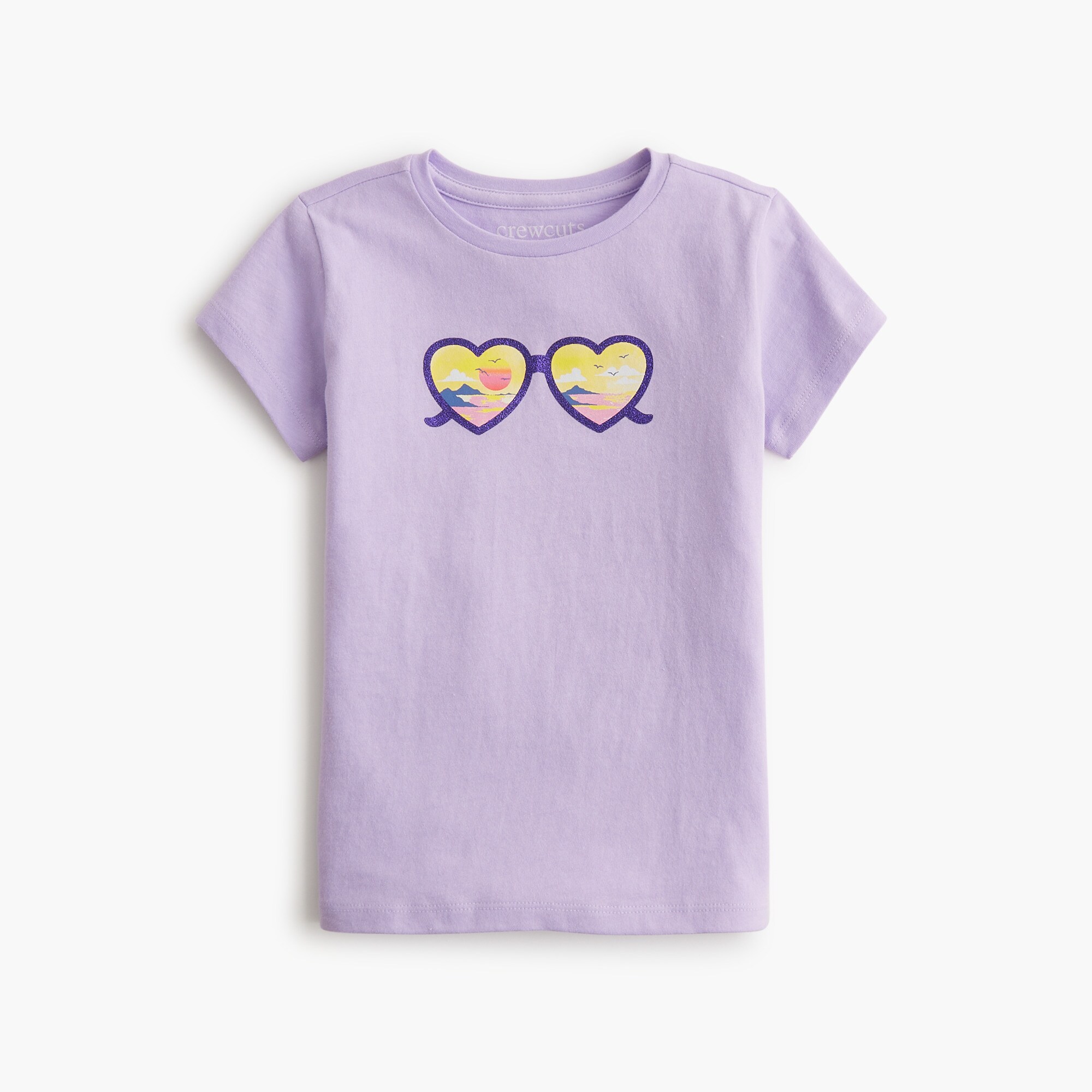 girls' sunset heart sunglasses graphic tee for girls