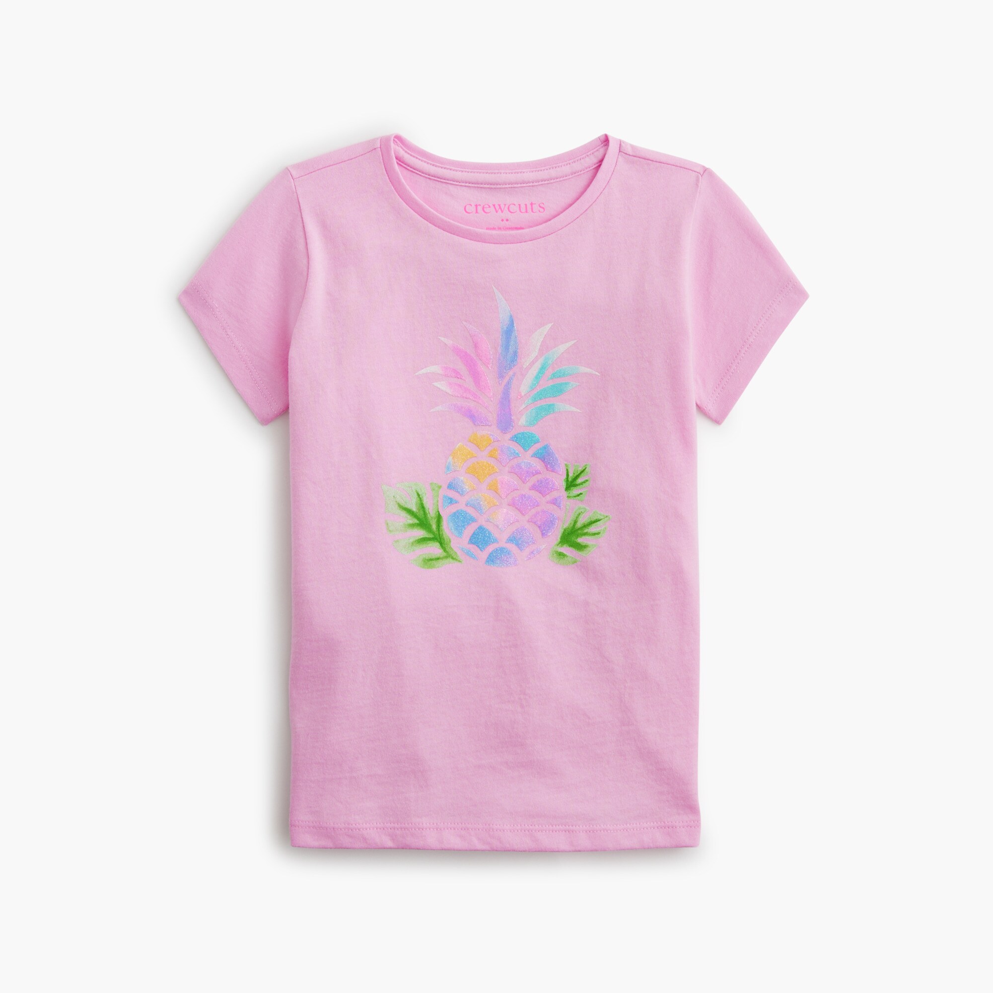 girls' glitter pineapple graphic tee for girls